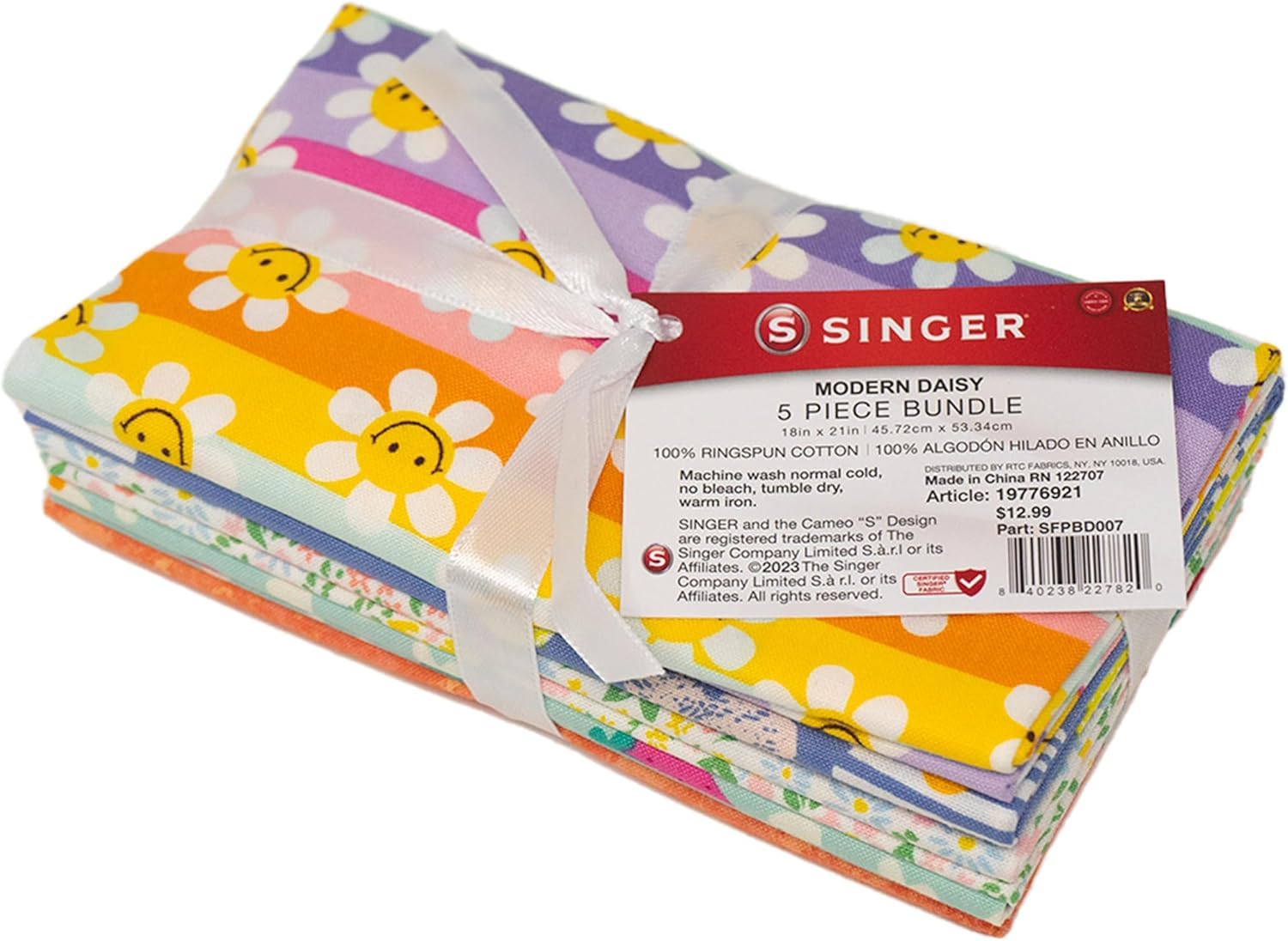 Singer, 100% Cotton, Lemon Floral 5Pc Bundle