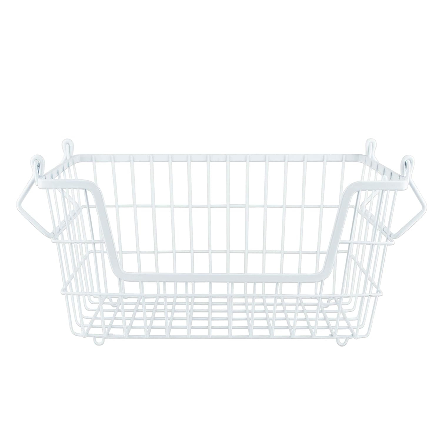 DII Metal Wire Mesh Stackable Utility Storage Bin, Small Rectangle, 13x6x7", White