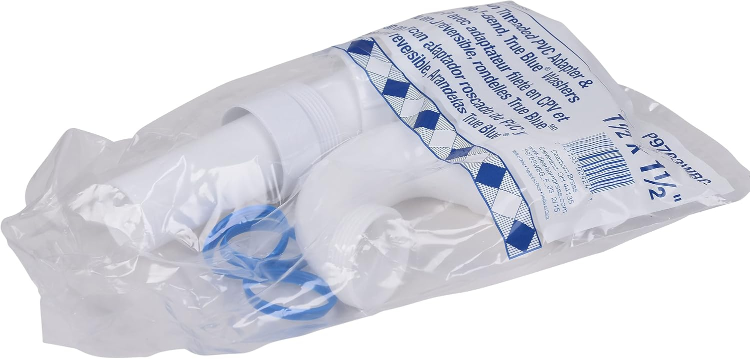 Dearborn P9703WBG 0.5 x 1.5 in. White P-Trap Reversible J-Bend Plastic Pipe
