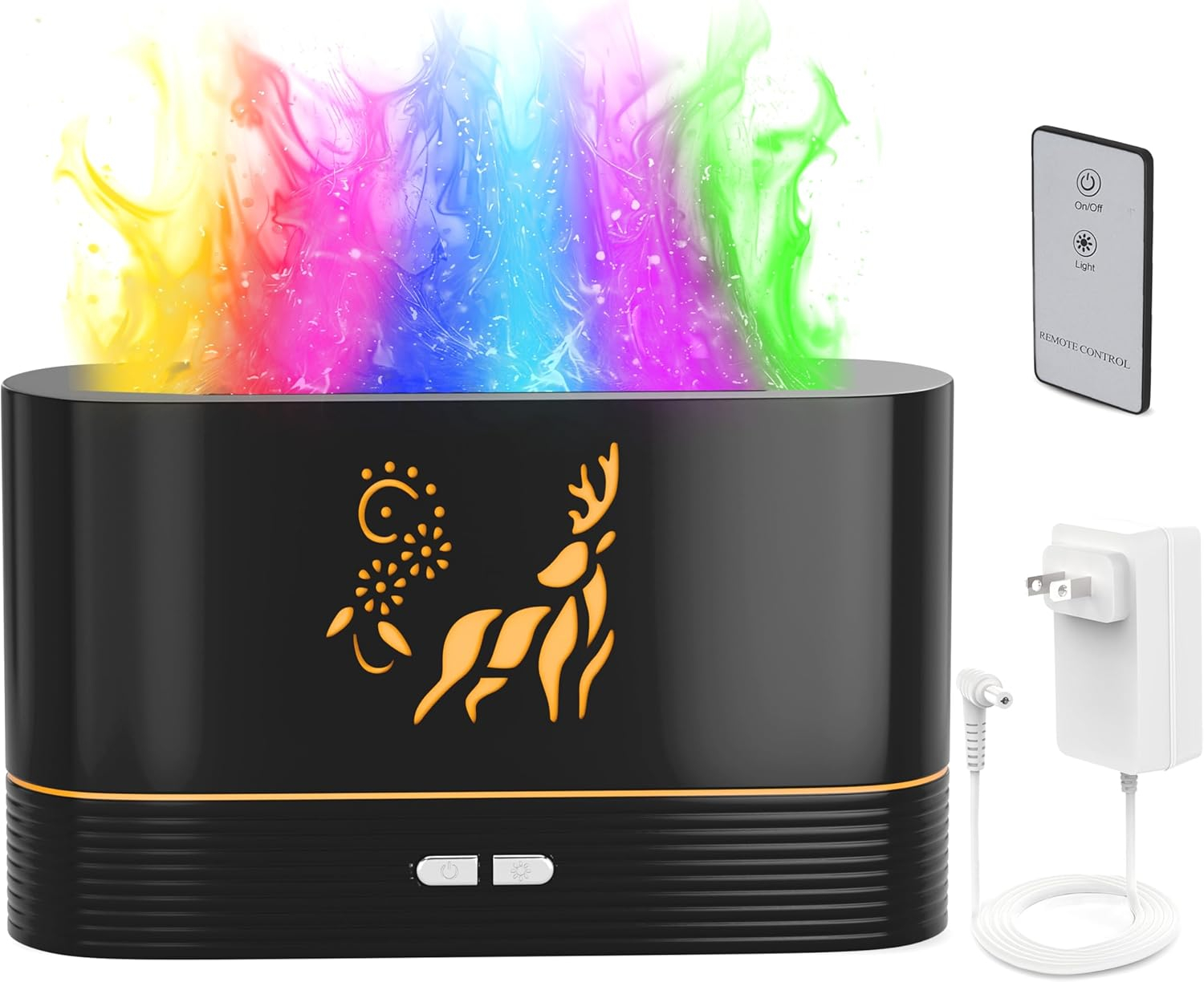 NABSAK 7 Colors Flame Diffuser Humidifier, Quiet Remotely Controlled – Black