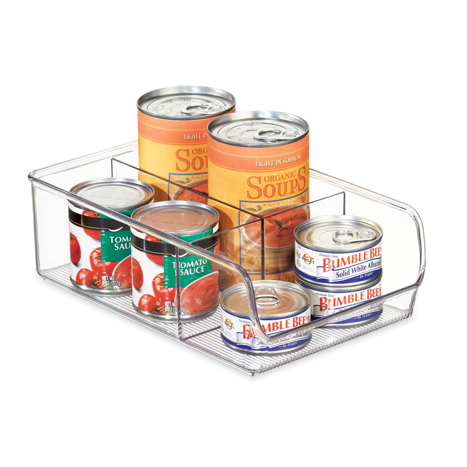 iDesign Linus Plastic Fridge and Freezer Divided Storage Organizer Bin, Container for Food, Drinks, Snacks, Produce Organization, 11" x 7" x 3.5", Clear