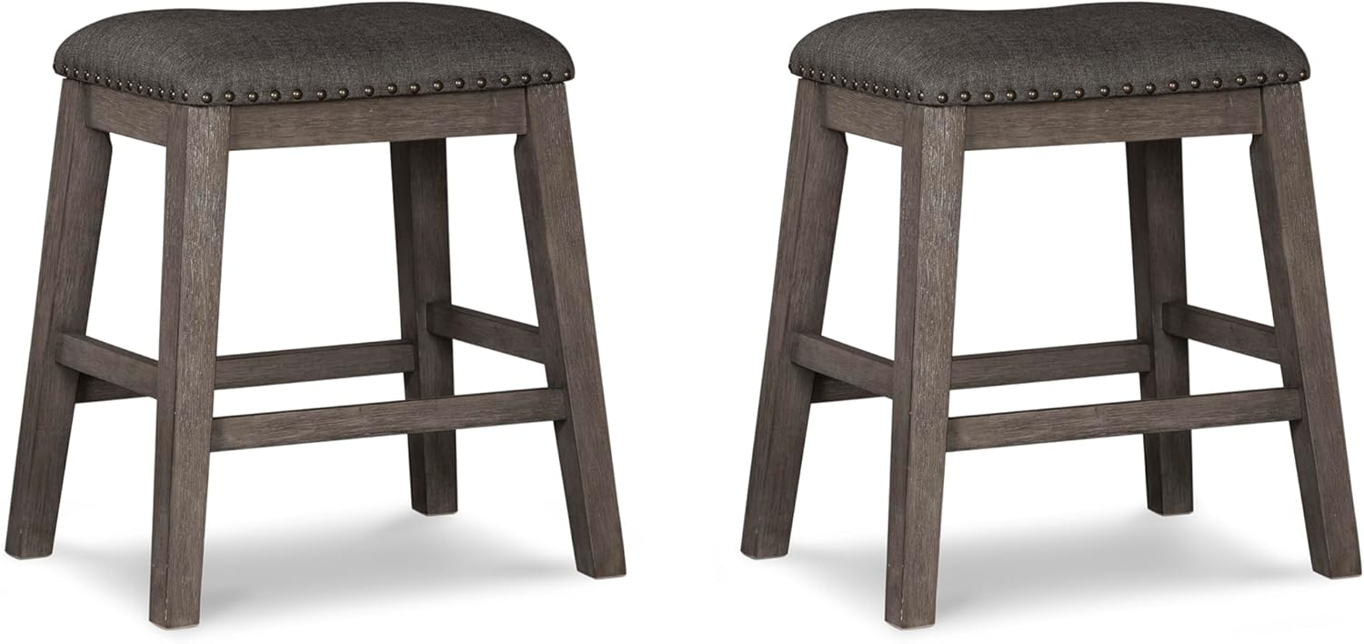 Signature Design by Ashley Caitbrook Rustic 24.4" Counter Height Upholstered Barstool, Set of 2