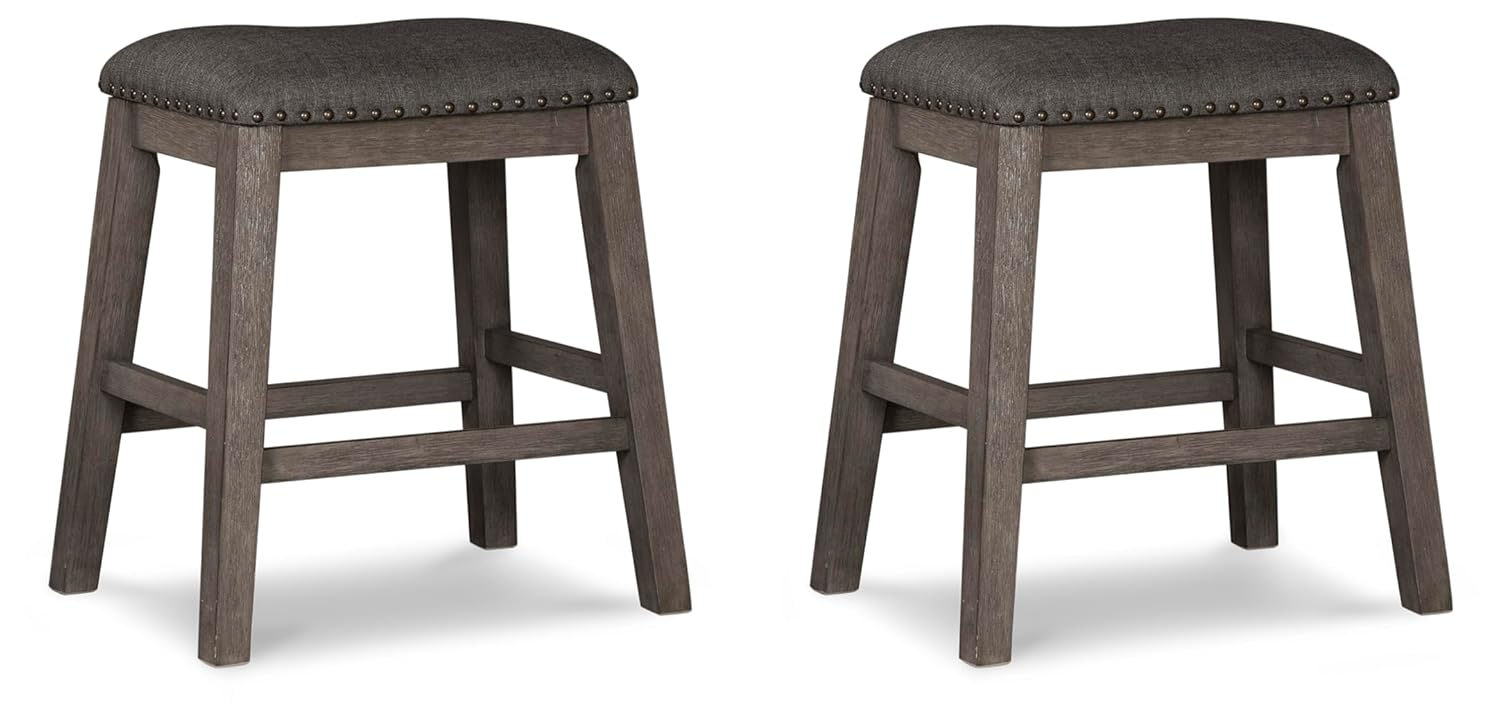 Signature Design by Ashley Caitbrook Rustic 24.4" Counter Height Upholstered Barstool, Set of 2