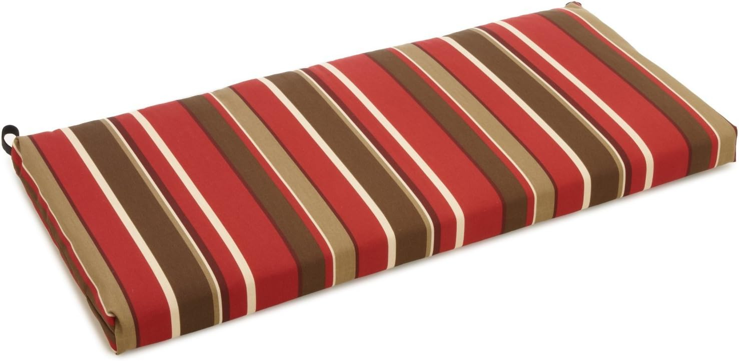 Striped Red and Brown Polyester Outdoor Loveseat Cushion