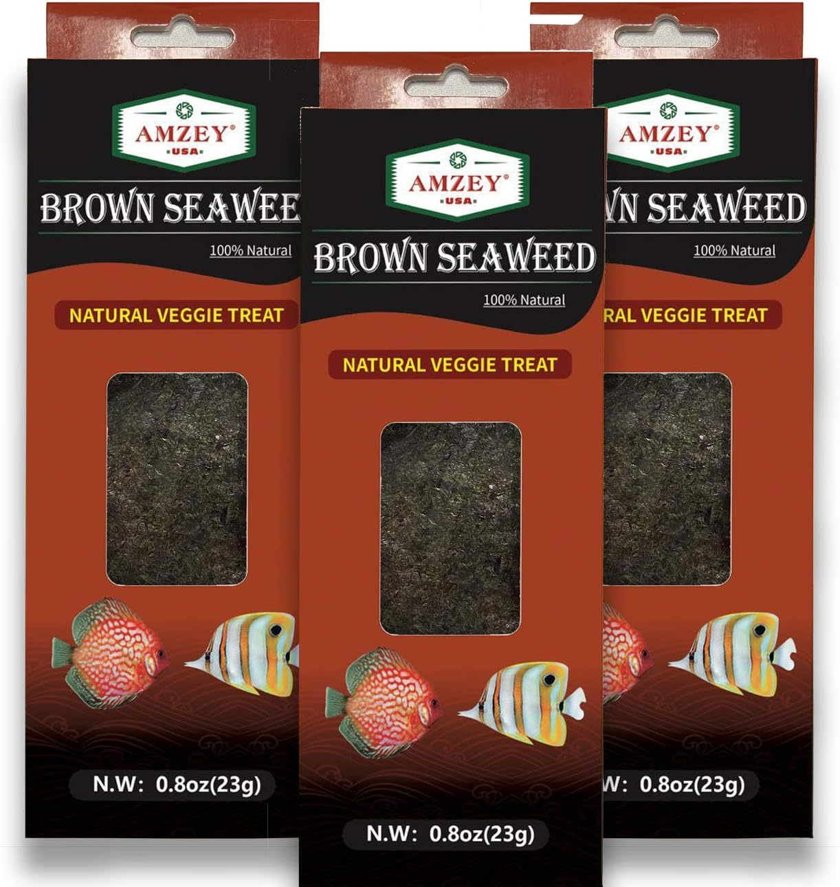 Amzey Brown Seaweed Natural Veggie Fish Food, 48 Sheets