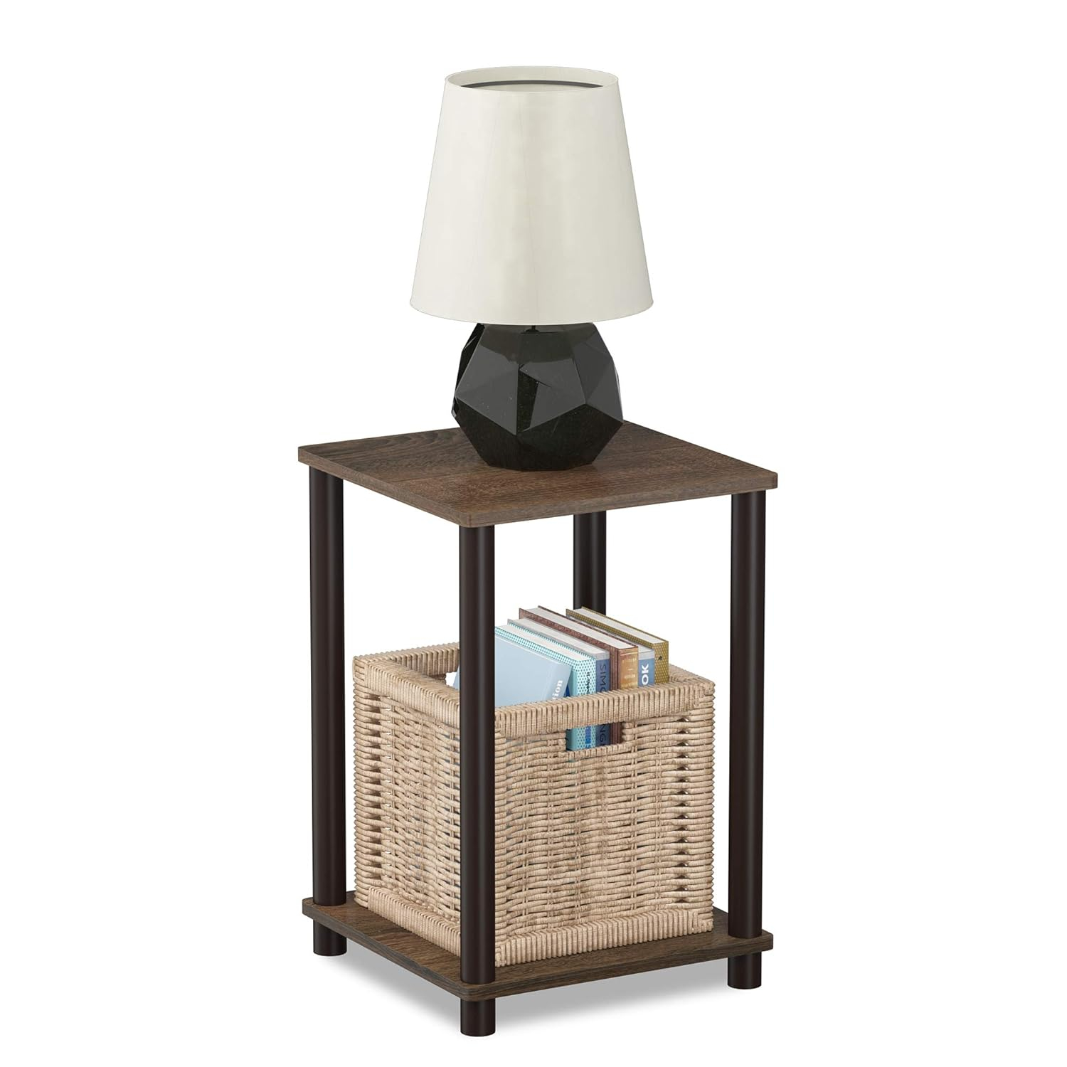Furinno Turn-N-Tube Haydn End Table, Walnut/Brown