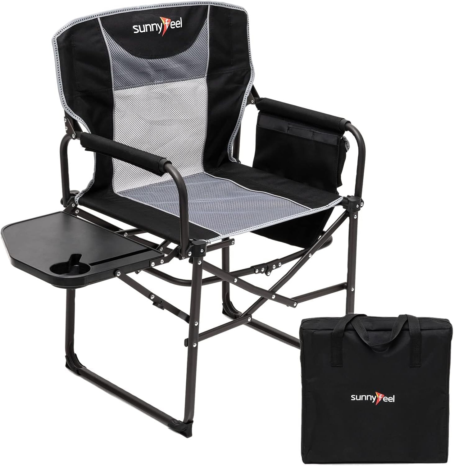 SUNNYFEEL Camping Directors Chair, Heavy Duty,Oversized Portable Folding Chair with Side Table, Pocket for Beach, Fishing,Trip,Picnic,Lawn,Concert Outdoor Foldable Camp Chairs