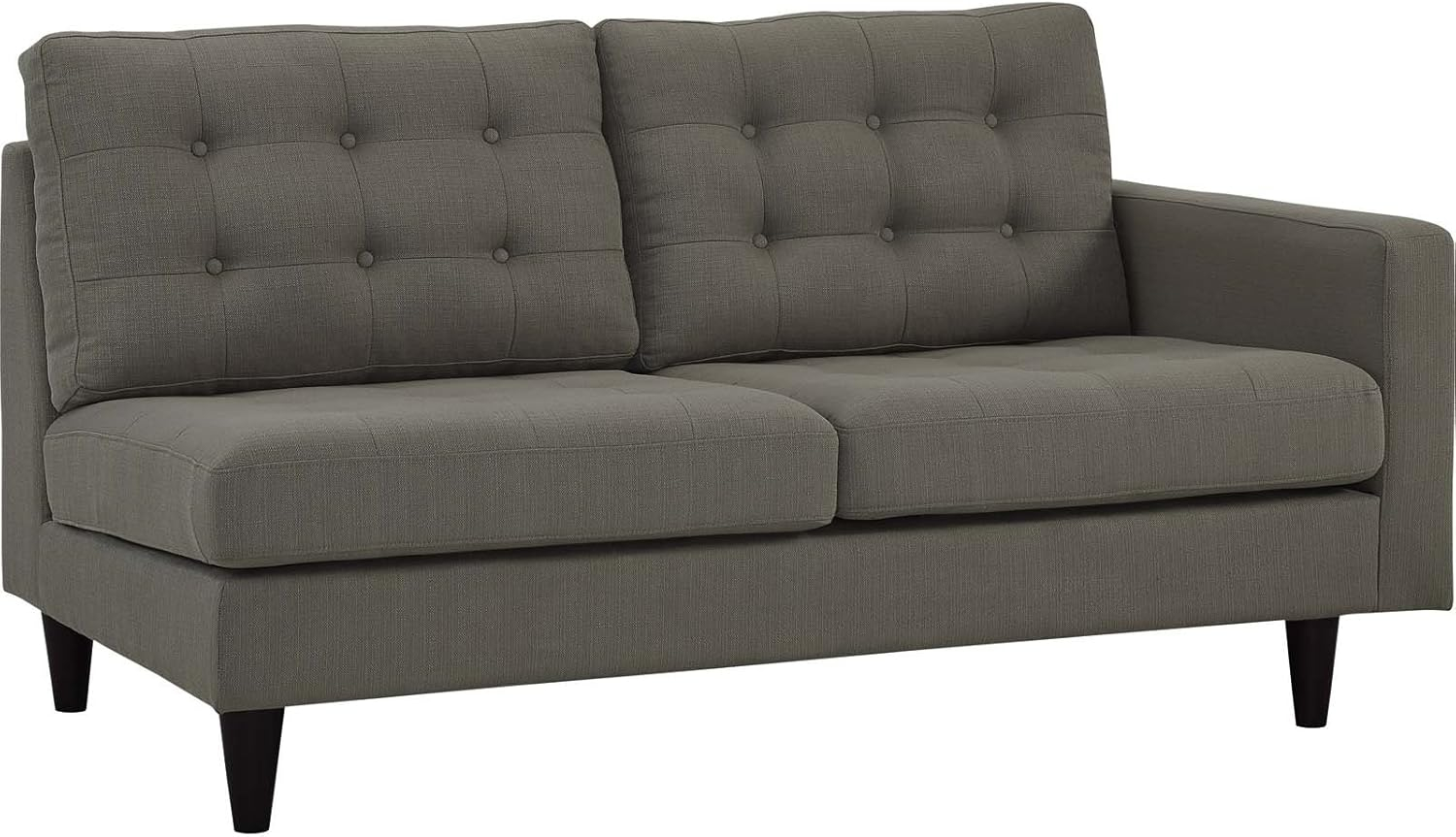 Modway Empress Right-Facing Upholstered Fabric Loveseat in Granite