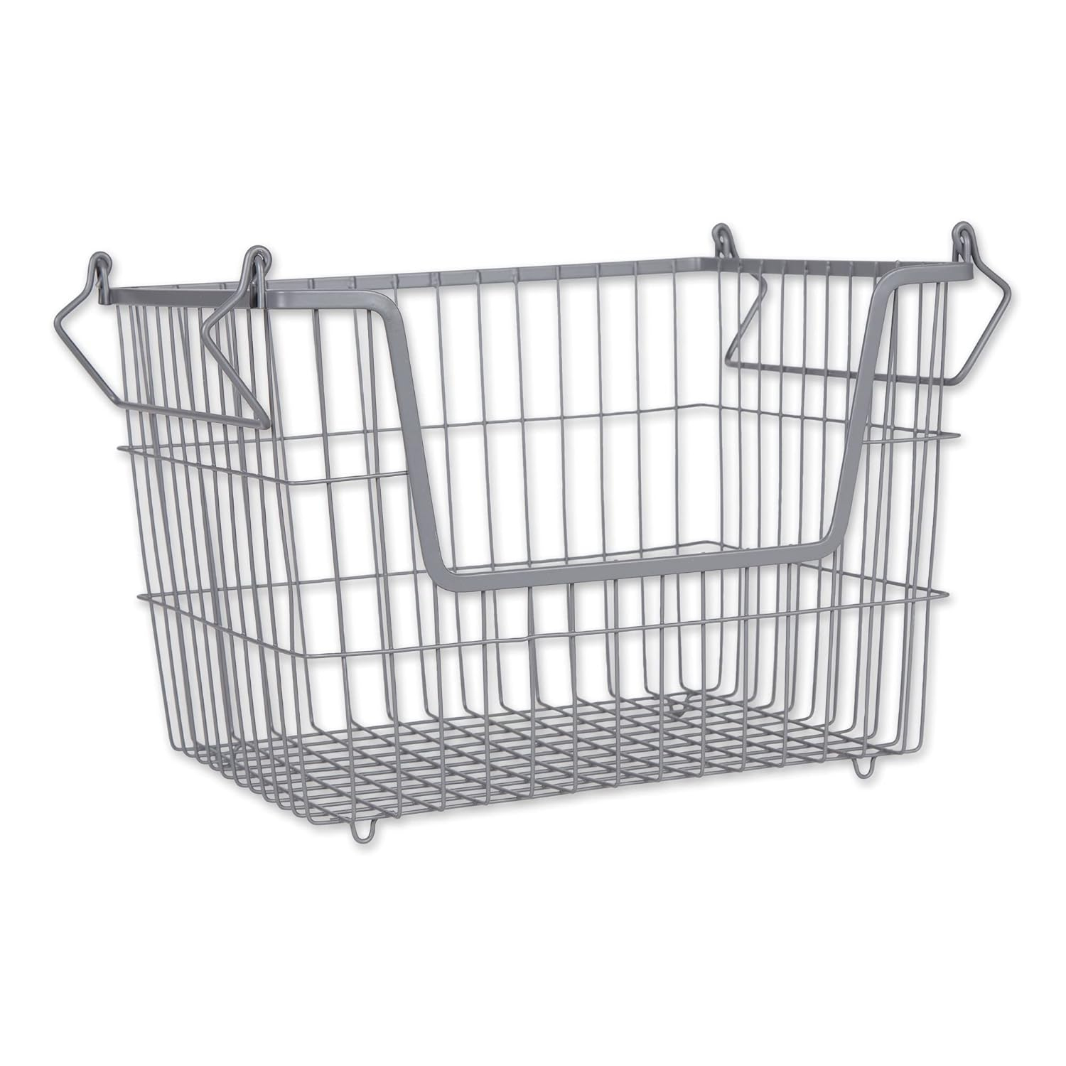 DII Metal Wire Mesh Stackable Utility Storage Bin, Medium Rectangle, 13x11x9", Black