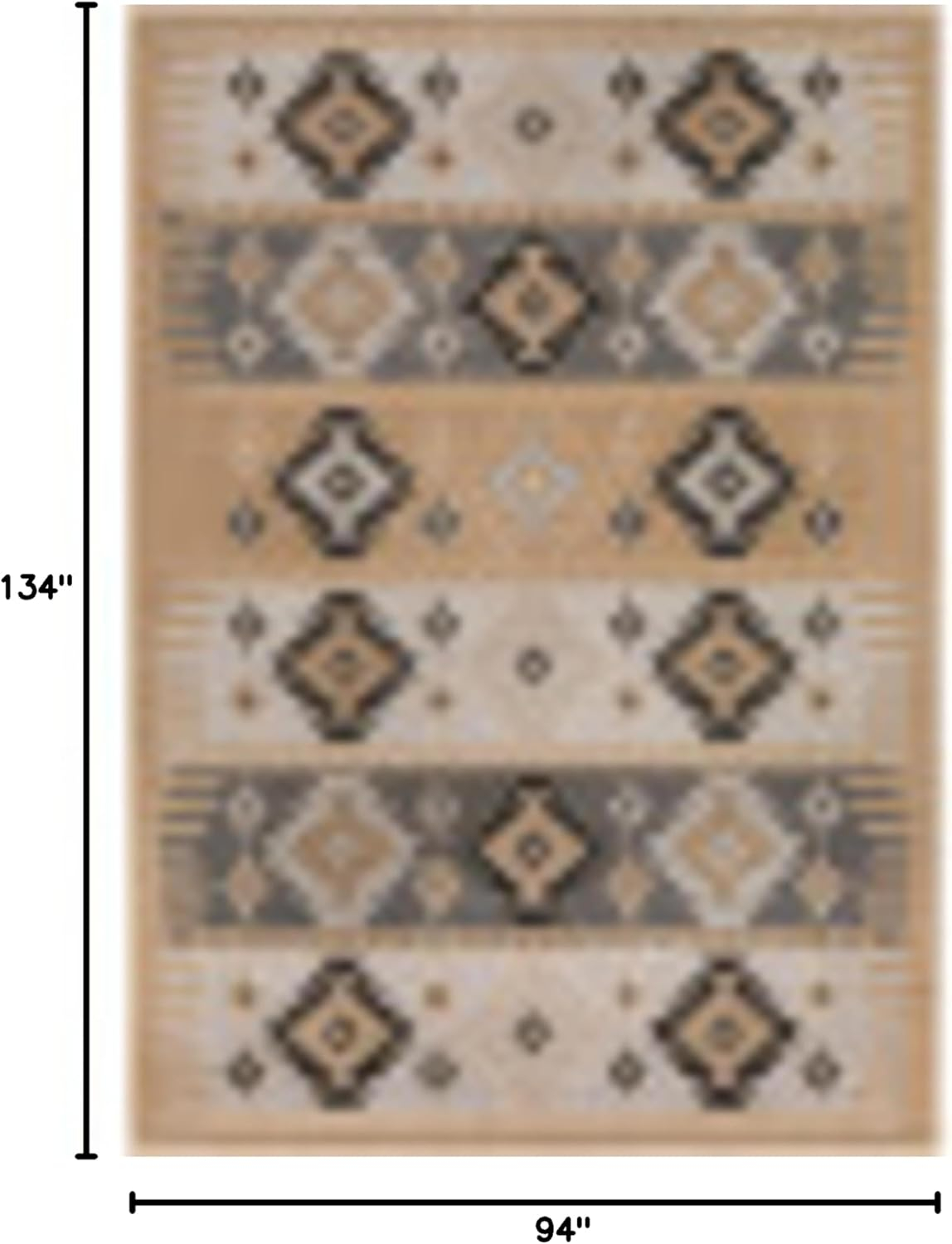 Gray and Beige Rectangular Oriental Synthetic Area Rug