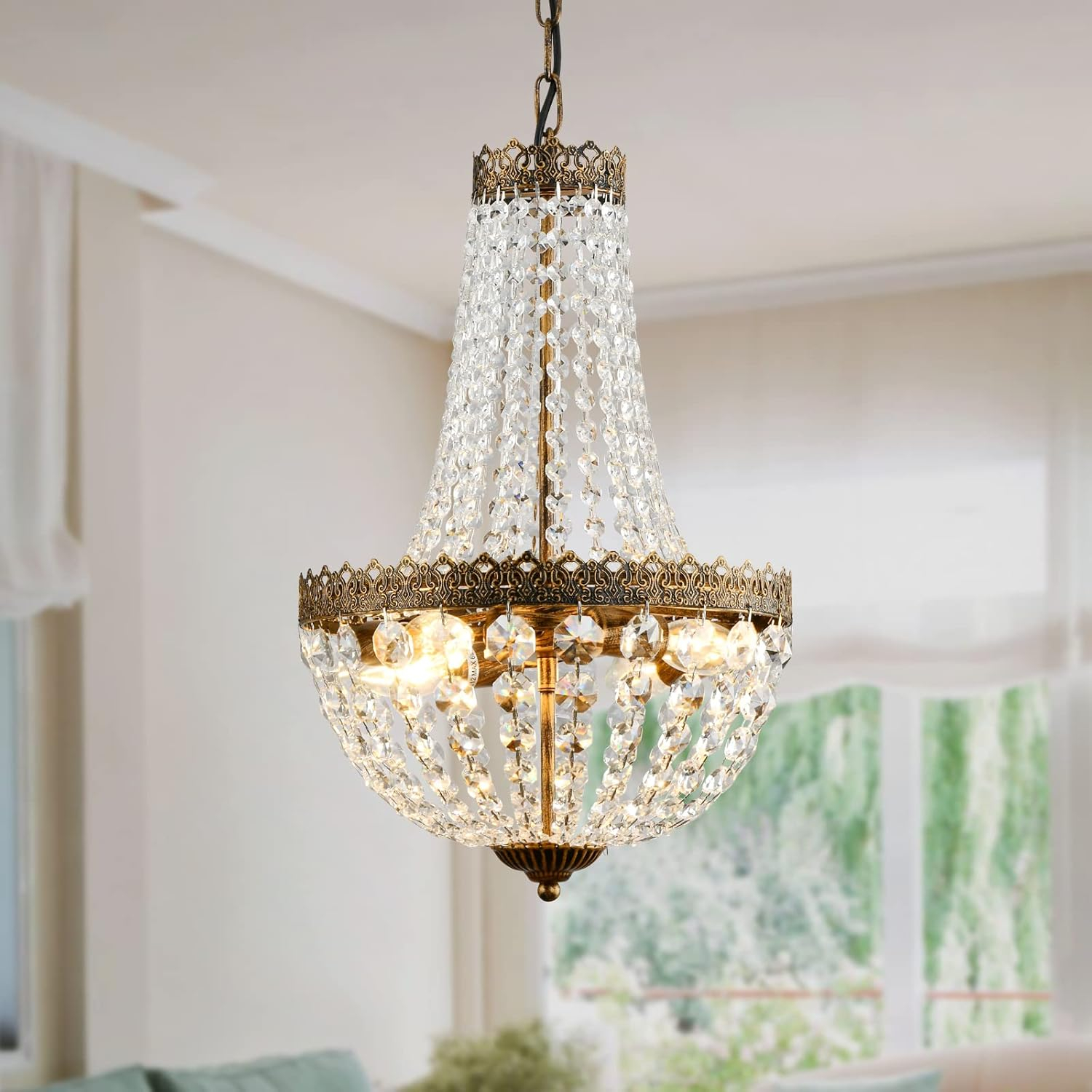 Edvivi Lighting Antique Bronze 6-Light Empire Chandelier with Crystal - Antique Bronze
