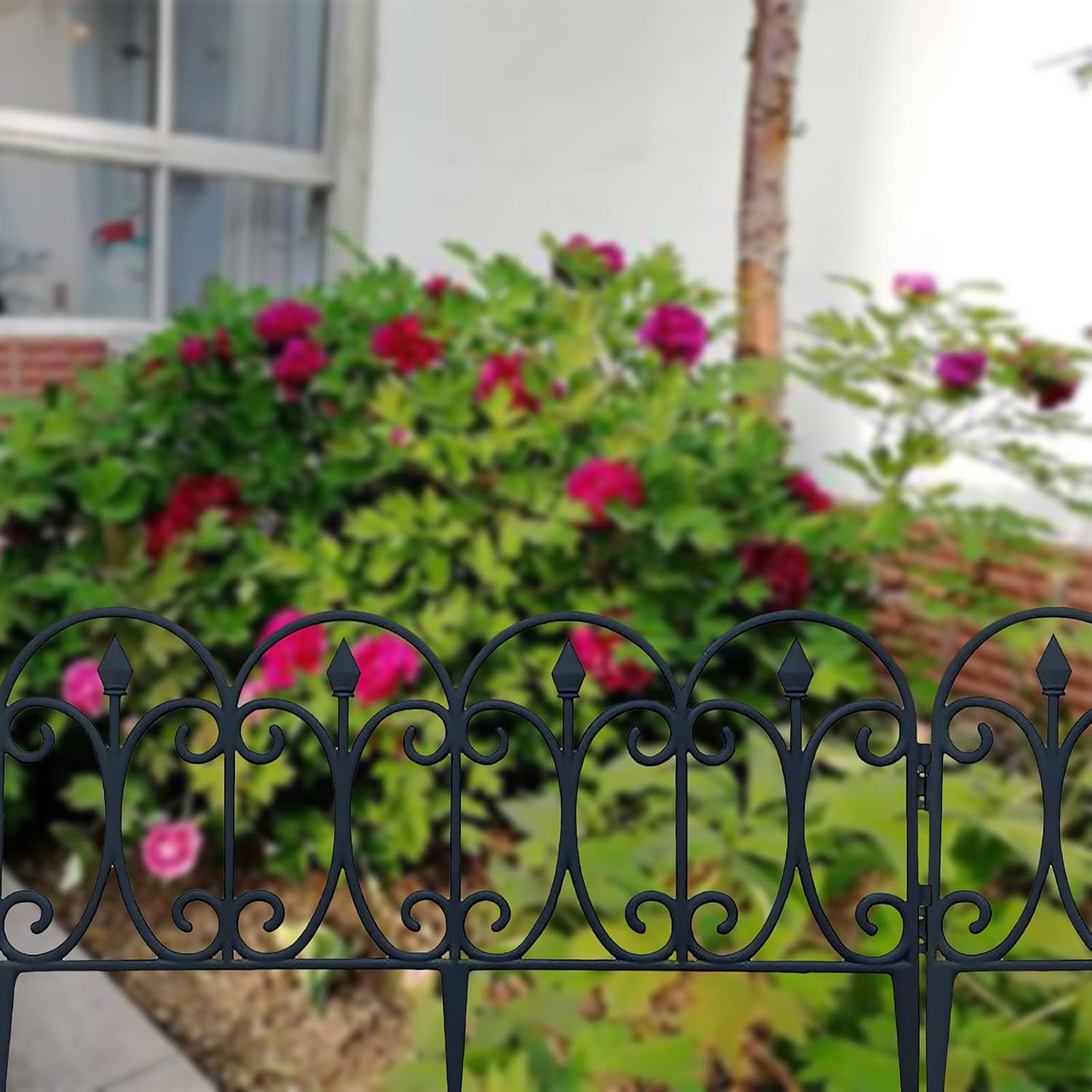 5Pcs Outdoor Decorative Fence Landscape Plastic Black Edgings Garden Picket Fencing Lightweight Landscape Path Panels for Grass Lawn Flowerbeds Plant Borders (210424AH05-10563-1656217911)