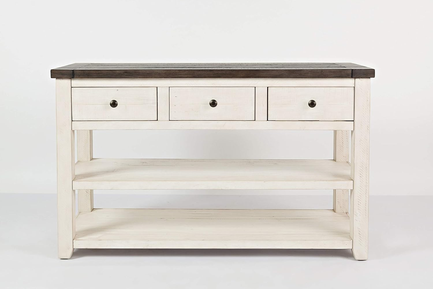 Jofran Madison County Rustic Reclaimed Solid Wood Farmhouse Sofa 50" Sofa Table