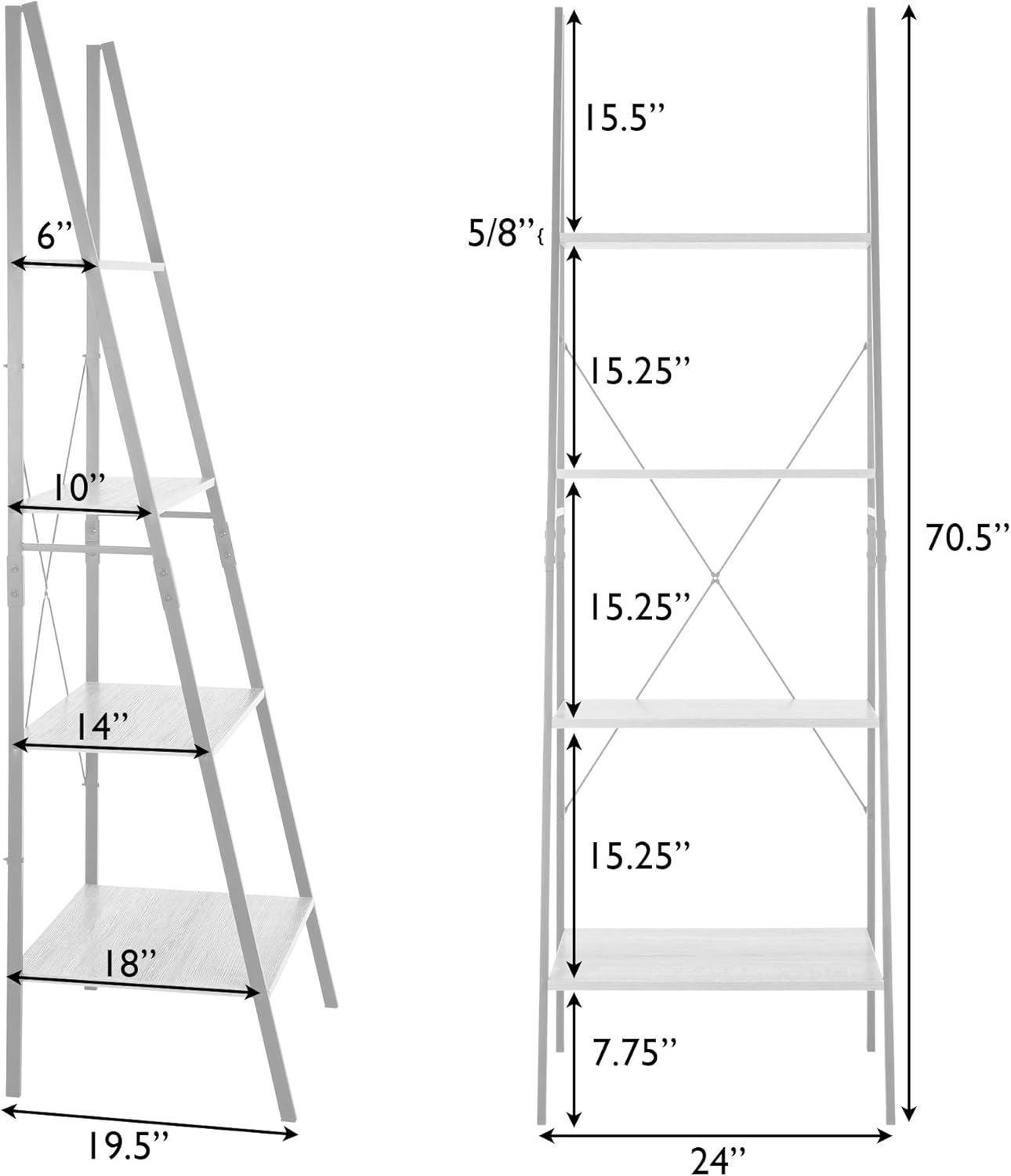 Tribeca Industrial A-Frame Ladder Shelf in Weathered Brown
