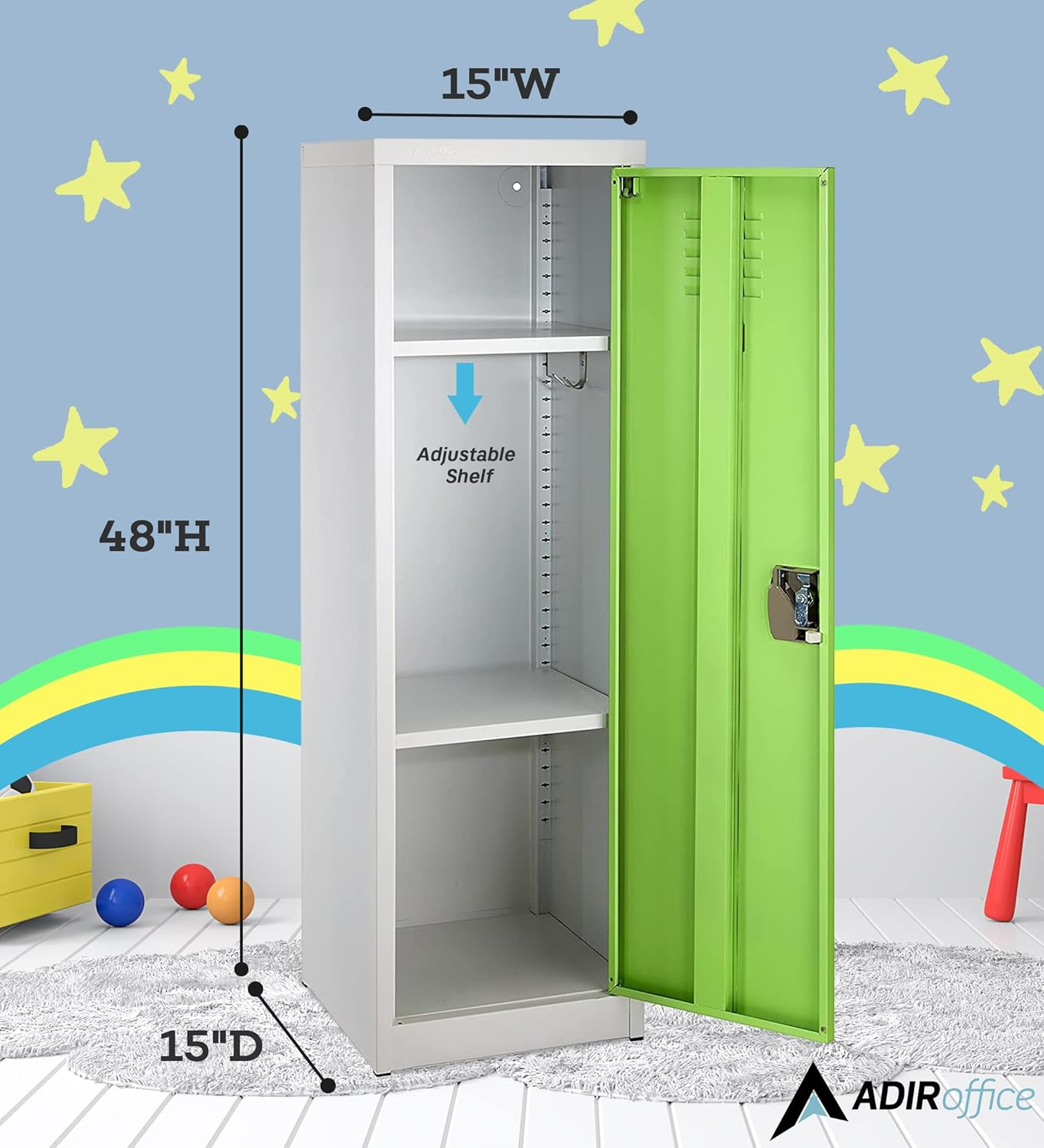 48-Inch Green and Off-White Steel Kids Storage Locker
