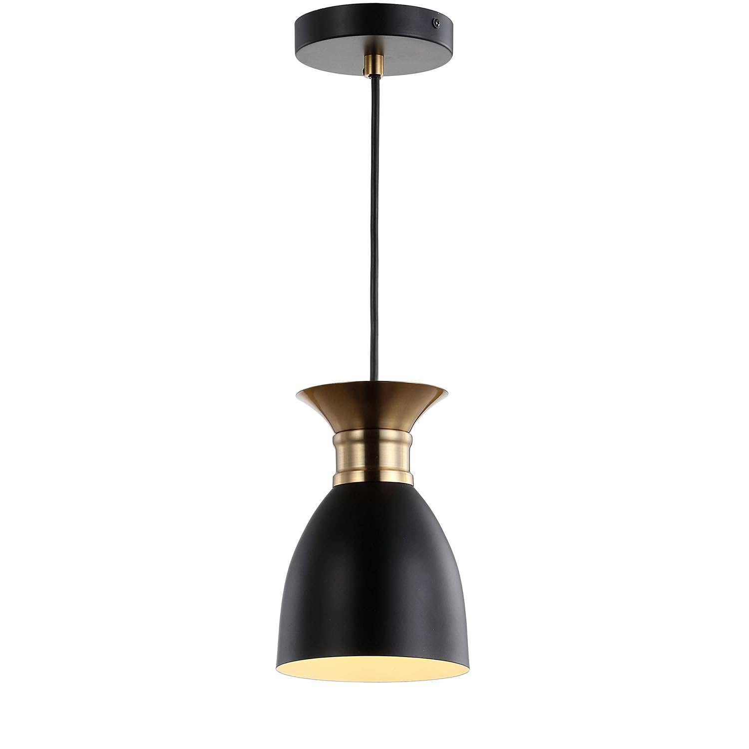JONATHAN Y JYL6136A Edison 5.75" Metal LED Pendant Contemporary Dimmable Dining Room Living Room Kitchen Foyer Bedroom Hallway,Black/Brass Gold