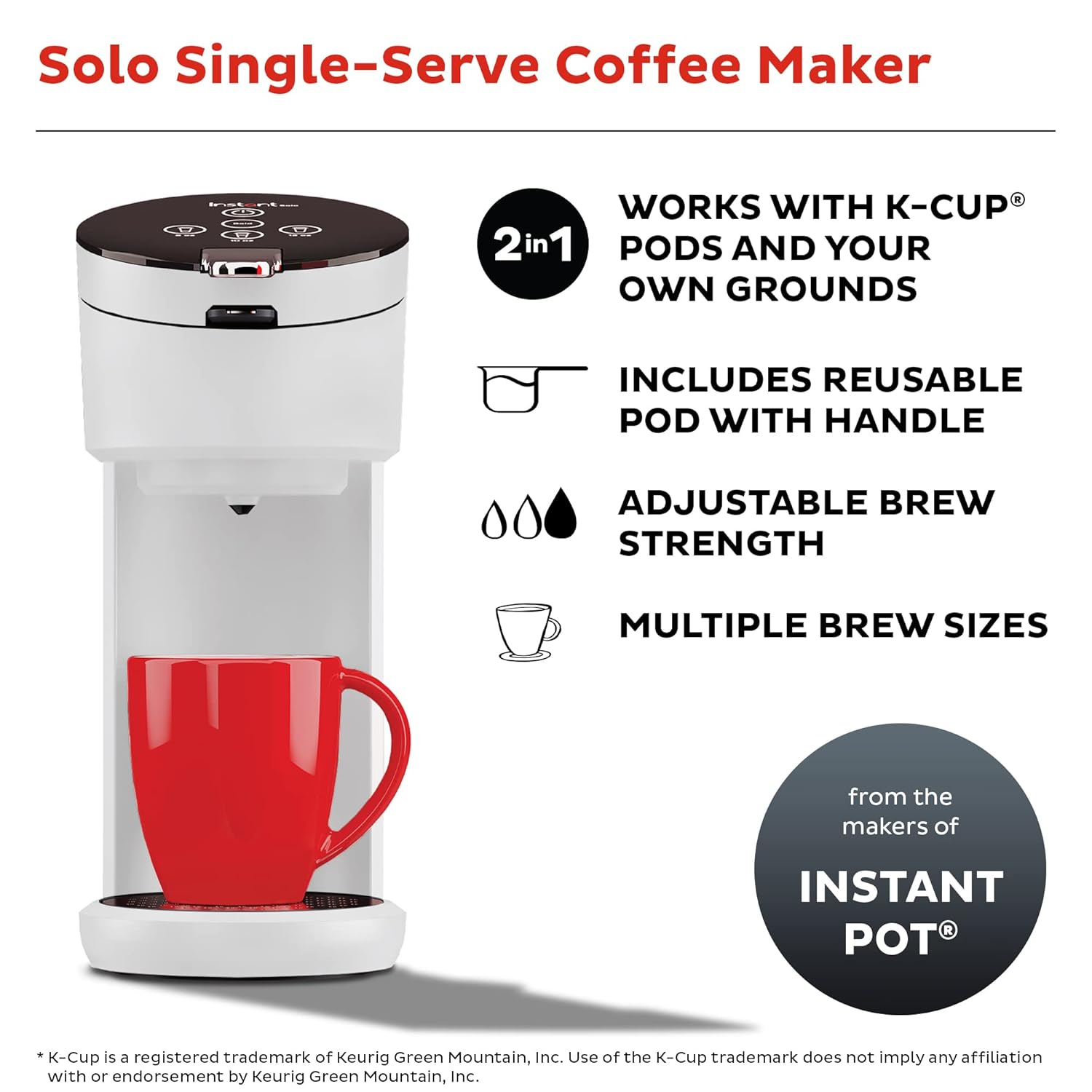 Instant Pot K-Cup White 8-12oz Drip Coffee Maker