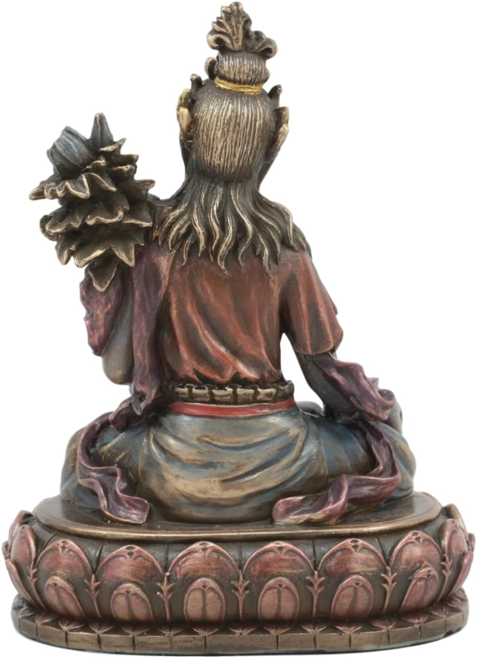 Ebros Bodhisattva White Tara Statue Goddess of Compassion and Healing Meditating On Lotus Seat Throne Buddha Sculpture Eastern Enlightenment Buddhism Figurine