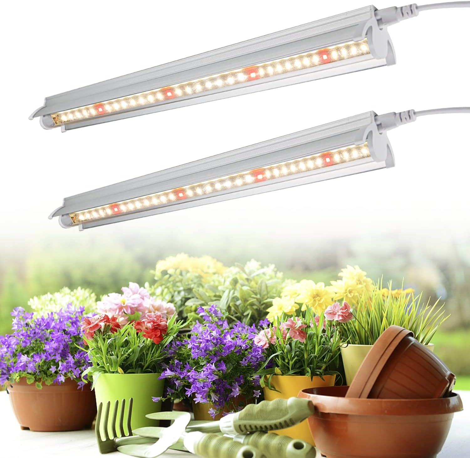 Juhefa LED Plant Grow Light Strips 3500K Full Spectrum White Plant Lamp 40W 90 LEDs / 5 Dimmable Levels for Indoor Plants Grow Hydroponics Succulent