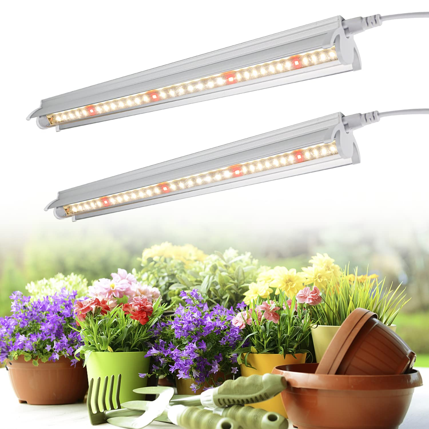 Juhefa LED Plant Grow Light Strips 3500K Full Spectrum White Plant Lamp 40W 90 LEDs / 5 Dimmable Levels for Indoor Plants Grow Hydroponics Succulent