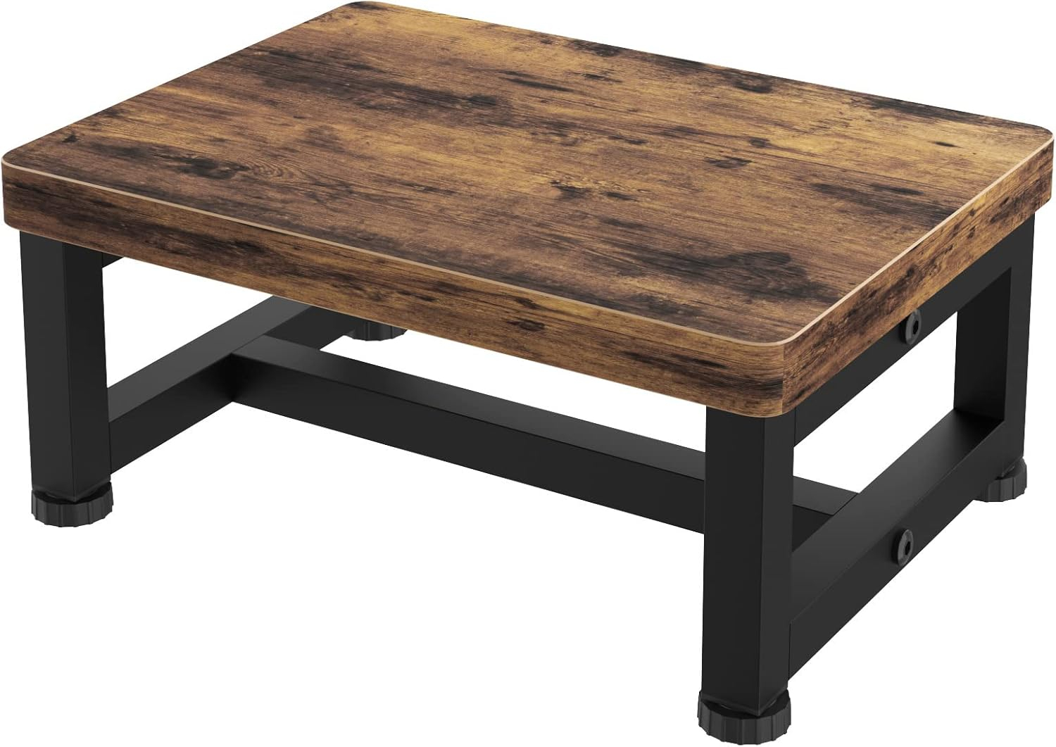 Wooden Step Stools for Adults Kids with Non-Slip Rubber Feet, Heavy Duty Stepping Stools with 500-LBS Capacity for Bedroom Kitchen Bathroom, Bed Steps for High Beds, Easy to Assemble, Rustic Brown