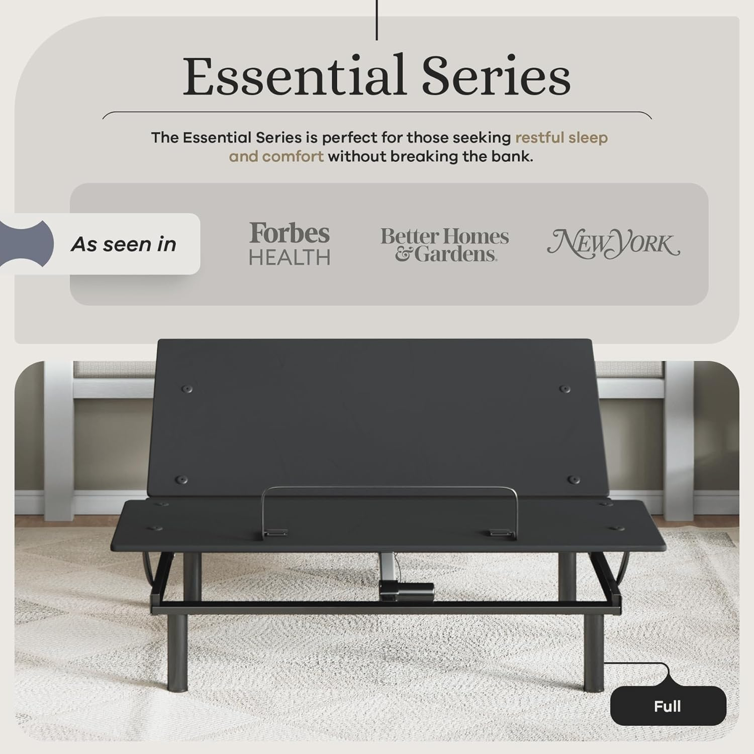Sven & Son Essential Adjustable Bed Base (Frame Only), Easy Assembly, Head and Foot Lift, Memory Positions, Zero Gravity, Wireless Remote - Full