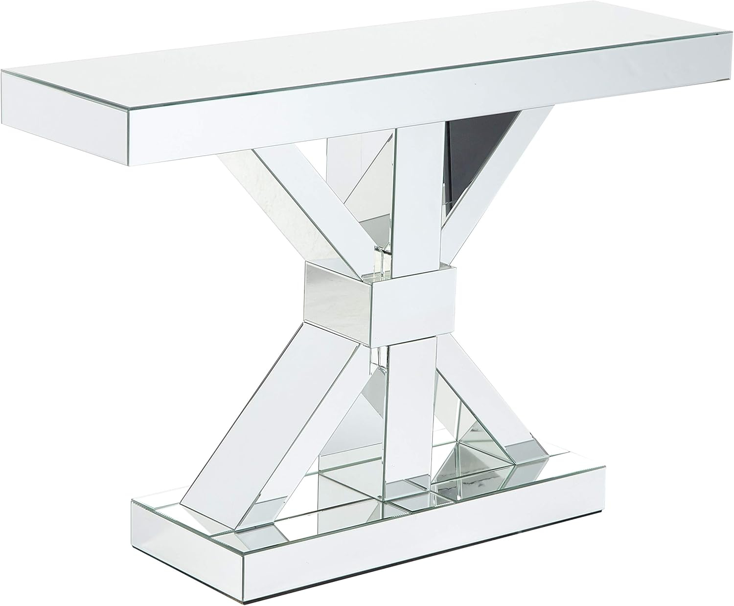 Coaster Company Essence Reventlow X-Shaped Base Console Table Clear Mirror