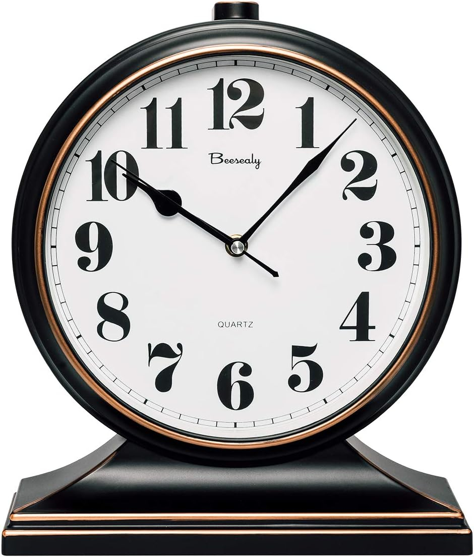 Table Clock-Modern Table Clock Silent-Non-Ticking 10-inch dial, Clear and Easy to Read, Used for Living Room, Bedroom Decoration