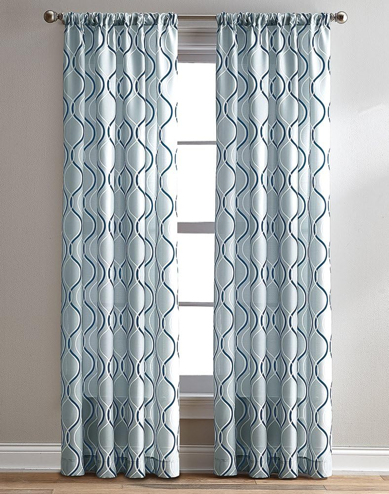 CHF Morocco Poletop Curtain Geometric, 50"x63", Gray, Adult