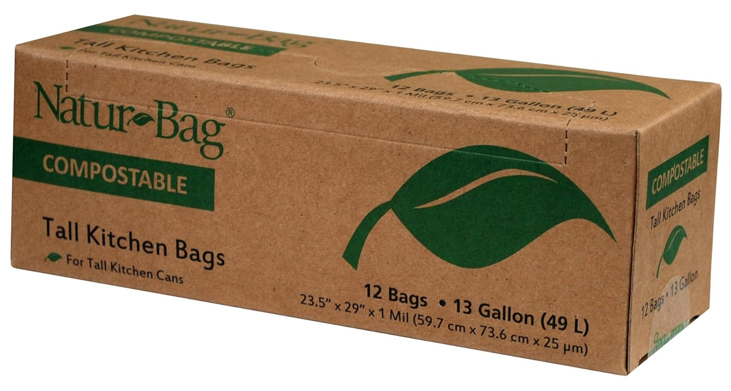 Natur-Bag NT1075-RTL-00007 Large Food Waste Compostable Bag, 13 Gallon