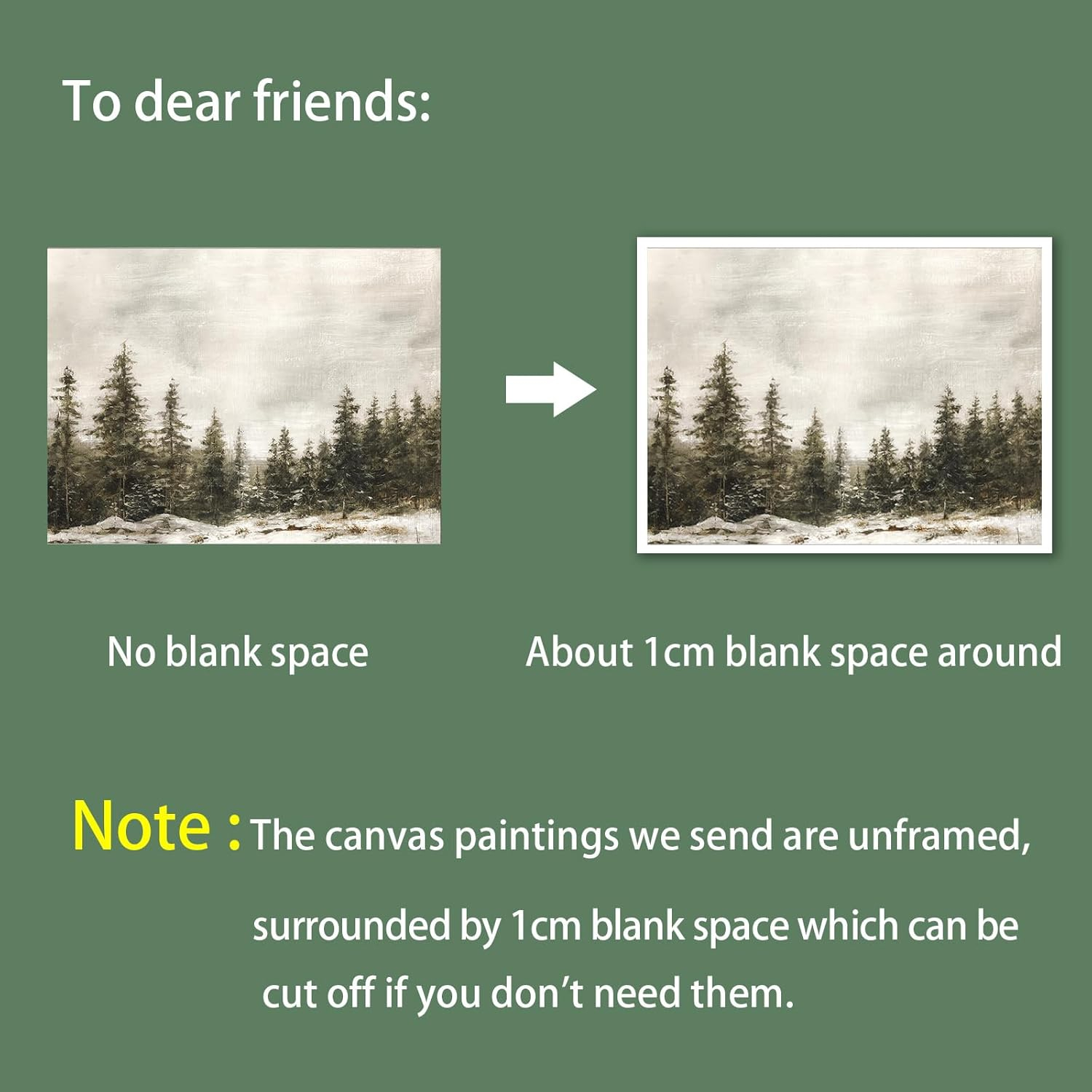 Venphude Winter Pine Forest Landscape Canvas Wall Art, Rustic Christmas Snowy Pine Tree Poster Print, Watercolor Nature Wilderness Wall Decor Artwork for Living Room 16x24in Unframed