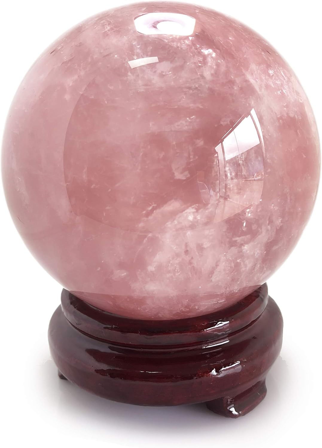 Polar Jade Rose Quartz Crystal Ball – 6.3" Pink Crystal Sphere for Meditation, Feng Shui, Chakra Healing, Divination, and Home Décor