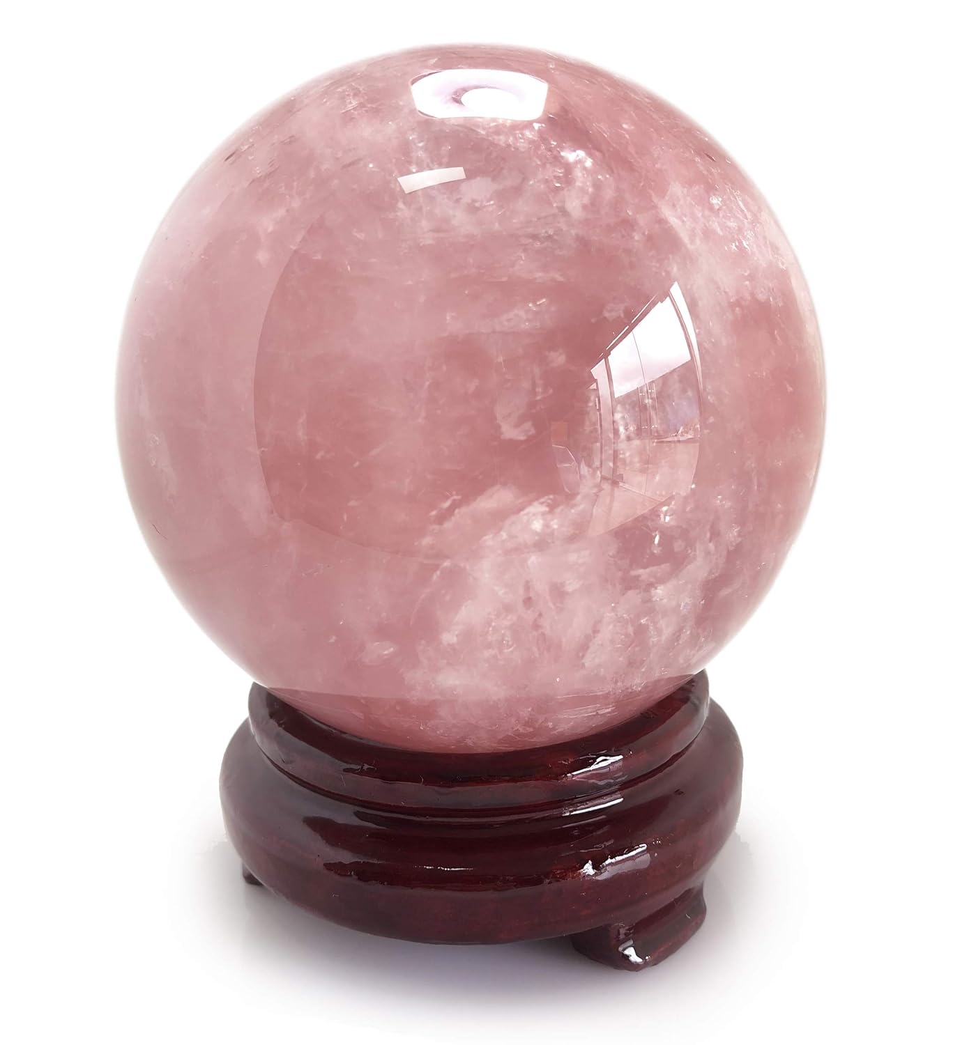 Polar Jade Rose Quartz Crystal Ball – 6.3" Pink Crystal Sphere for Meditation, Feng Shui, Chakra Healing, Divination, and Home Décor