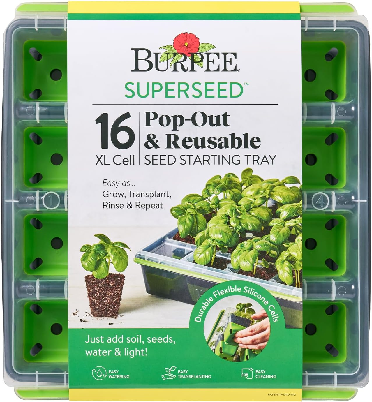 Burpee SuperSeed 16 XL Cell Seed Starting Tray - Reusable and Dishwasher Safe - Growing Tray for Seedlings and Plant Germination