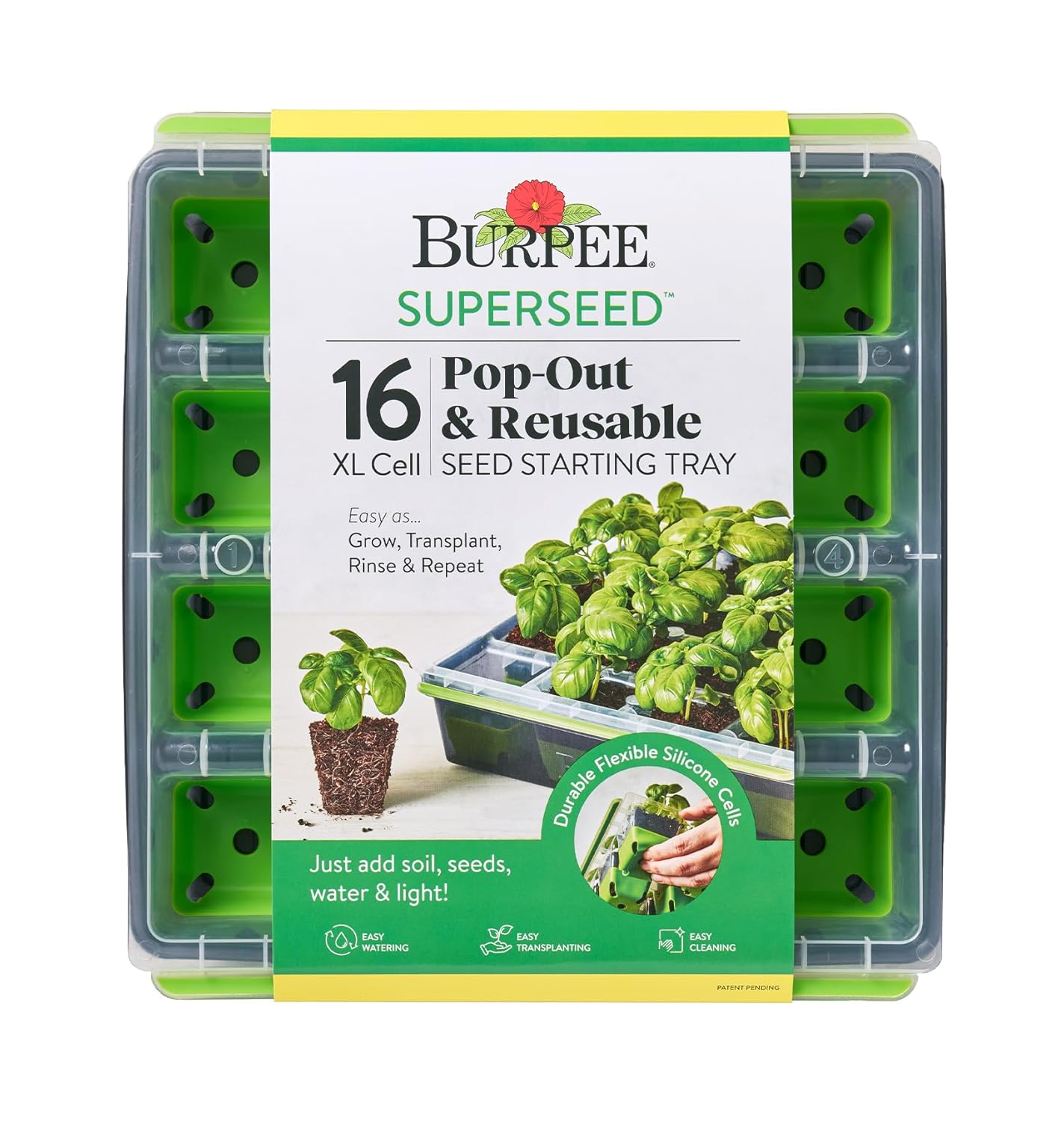 Burpee SuperSeed 16 XL Cell Seed Starting Tray - Reusable and Dishwasher Safe - Growing Tray for Seedlings and Plant Germination