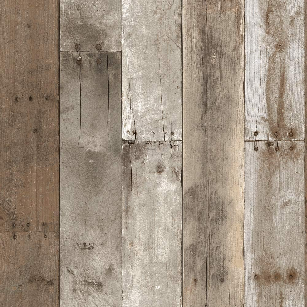 Tempaper Repurposed Wood Weathered Peel and Stick Wallpaper, 20.5" x 16.5'