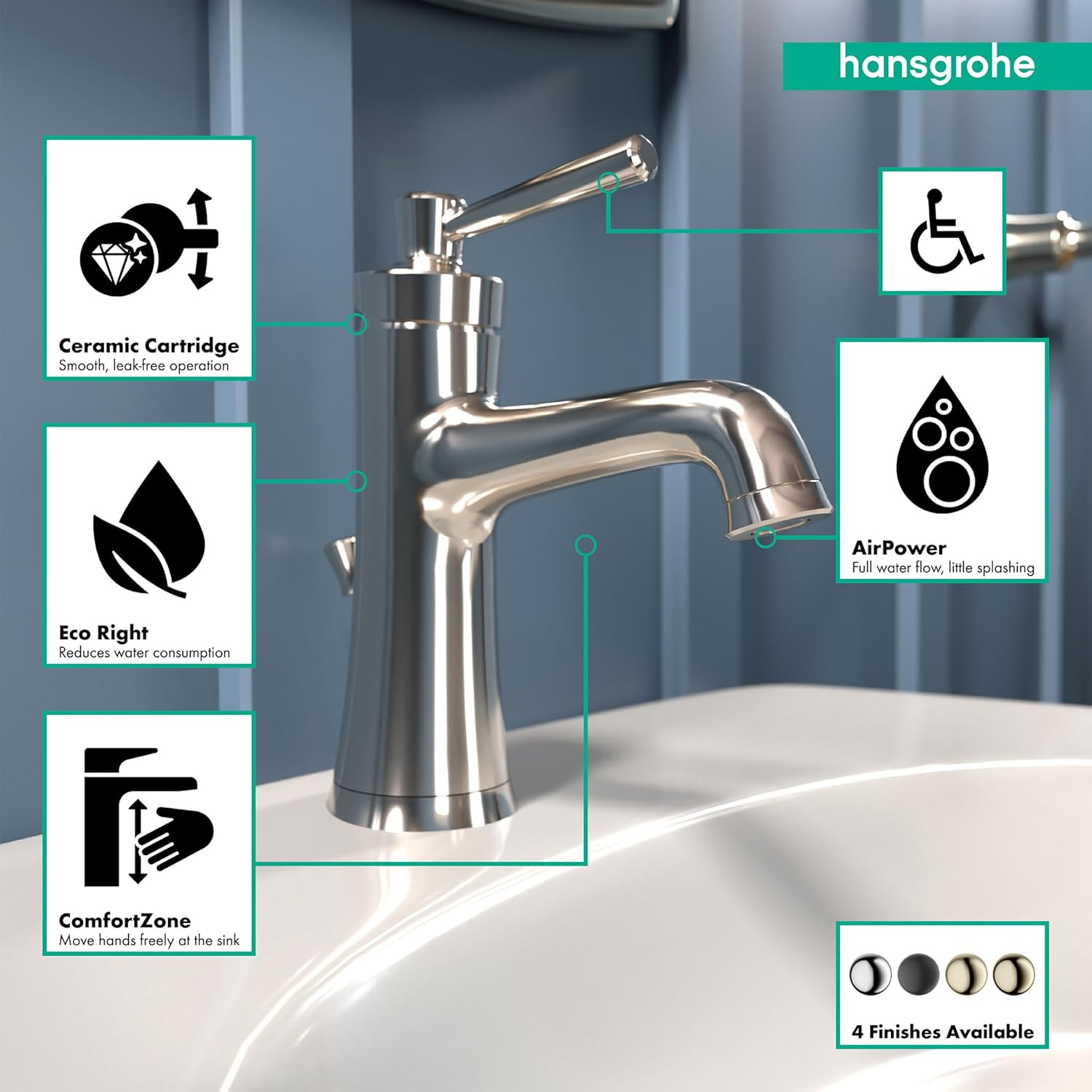 Joleena Single-Hole Faucet 100 with Pop-Up Drain, 0.5 GPM