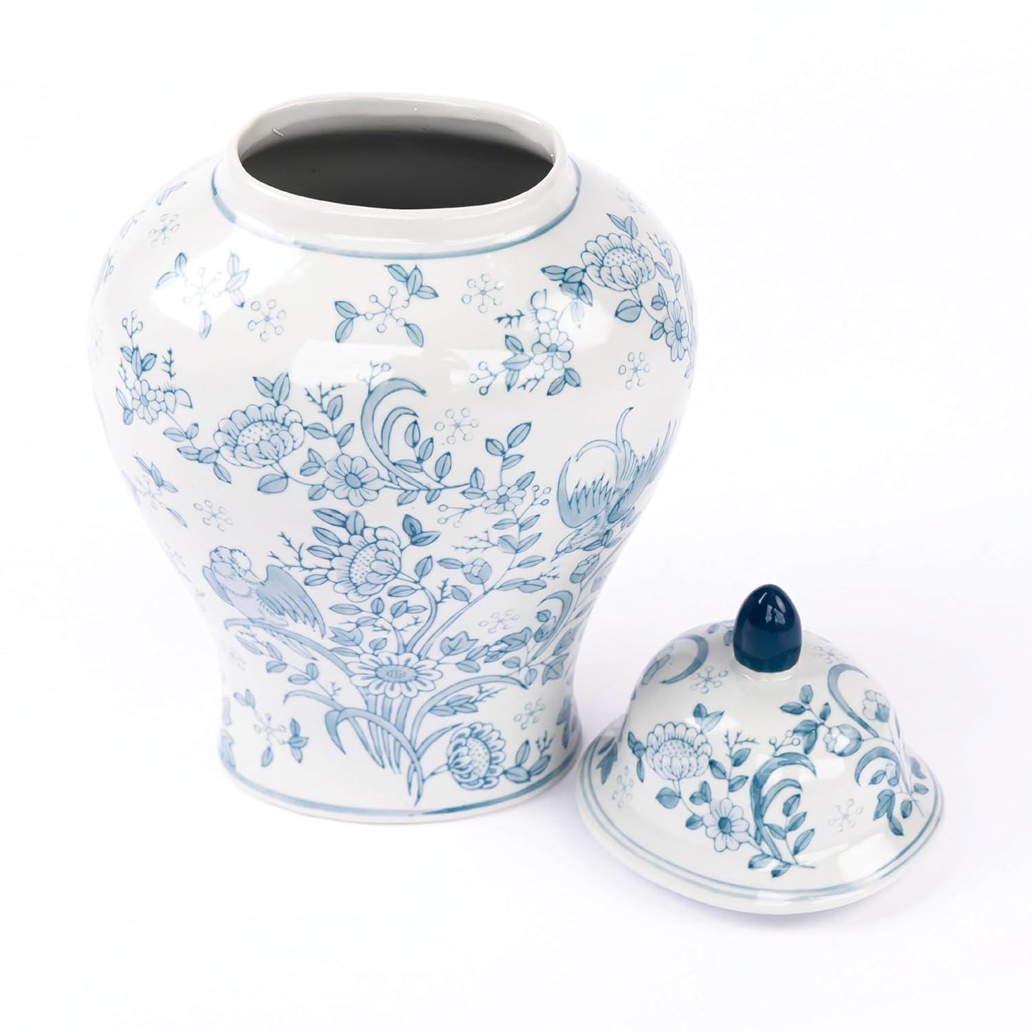 OneWorld Memorials Ceramic Cremation Urn for Adult Human - Large Memorial - Holds Up to 200 Cubic Inches of Ashes - Blue Bird Ceramic Funeral Urns