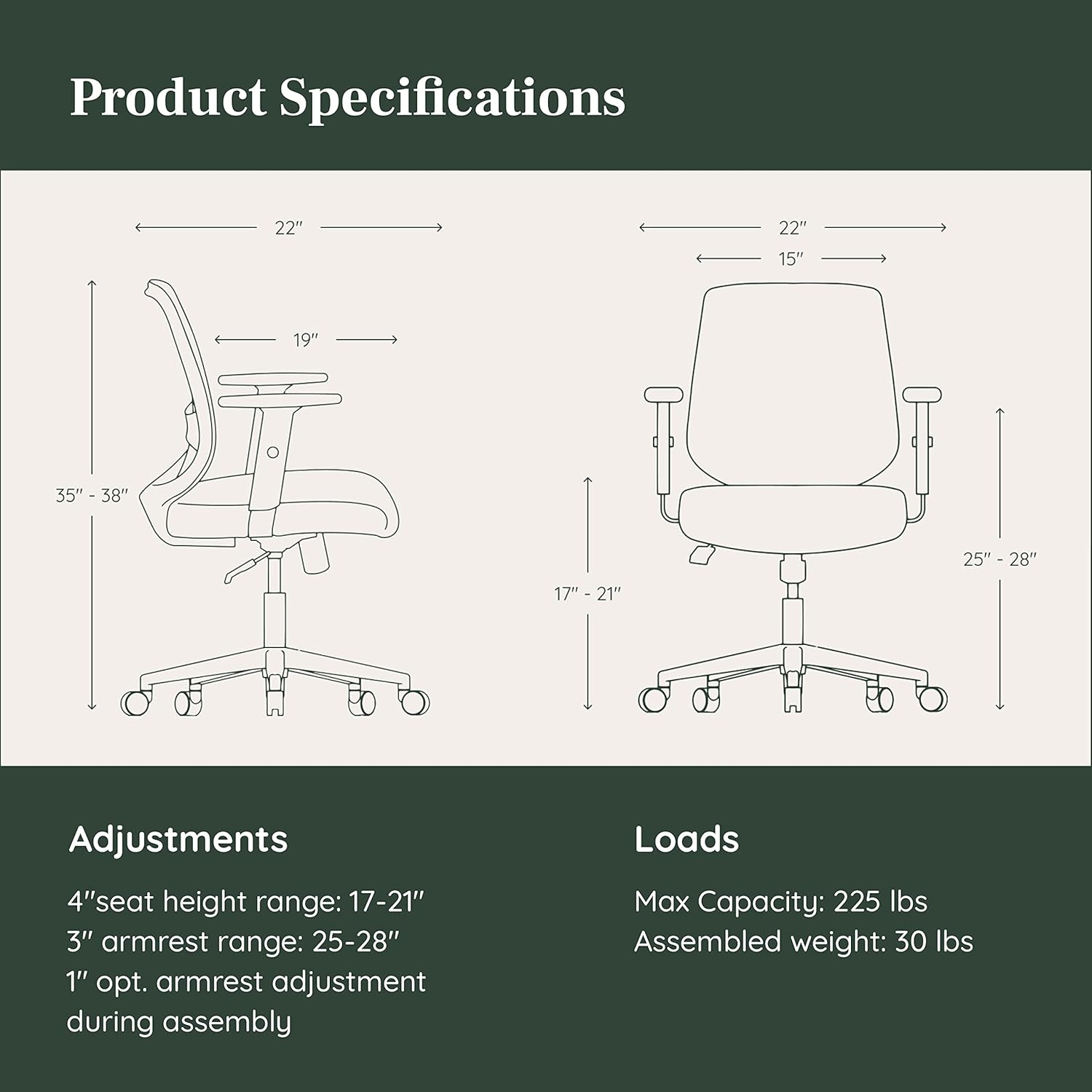 Branch Daily Chair - Computer Office Chair with Swivel, Lumbar Rest, and Adjustable Armrests - Sustainable, Stylish Mesh, & Adjustable Armrests - Comfortable Seating for Improved Posture - Black