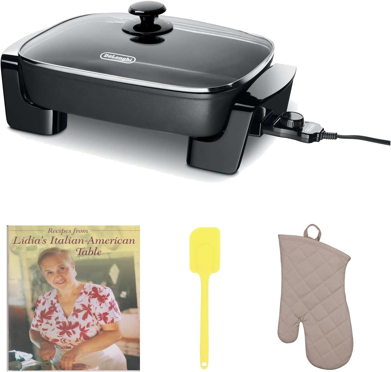 De'Longhi Electric Skillet with Tempered Glass Lid - Large Cooking Surface