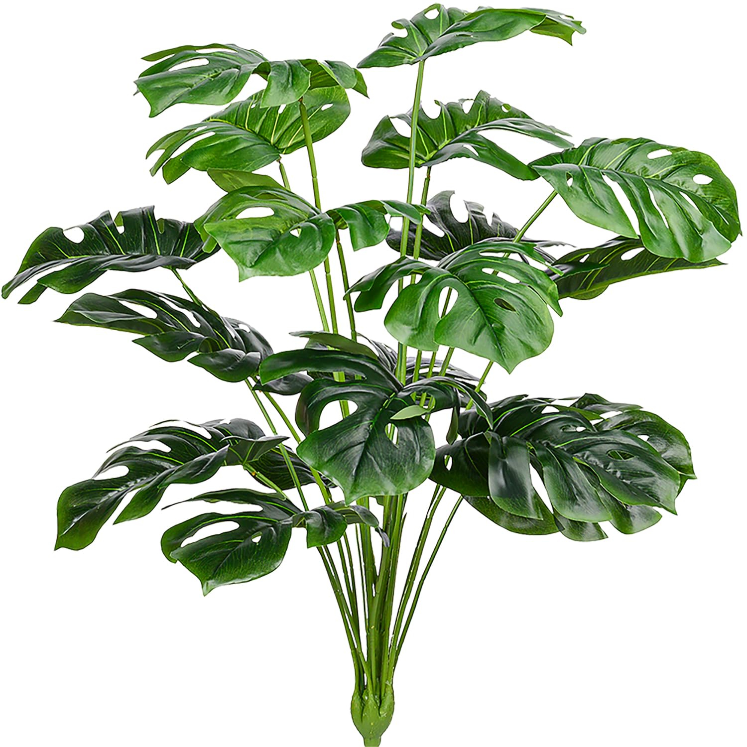 CLONG Artificial Palm Leaves Plants Faux Fake Monstera Turtle Leaf Tropical Large Palm Tree Leaves Plant Outdoor UV Resistant Plastic Plants (Green)