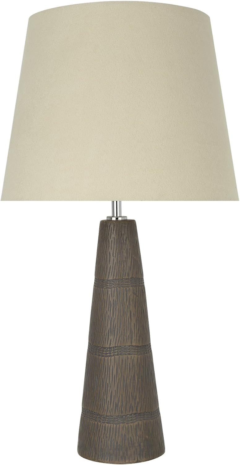 Aspen Creative 40127, 22" High Transitional Ceramic Table Lamp, Faux Wooden Grain Finish with Hardback Empire Shaped Lamp Shade in Beige, 12" Wide