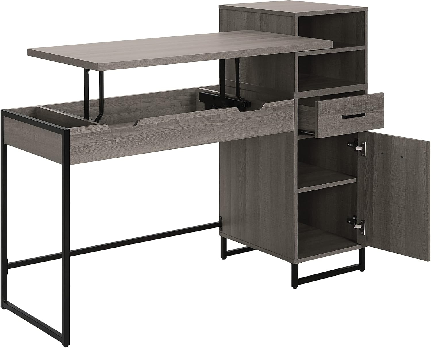 Hagney Lane Worksmart Sit-To-Stand Desk in Farm Oak Engineered Wood
