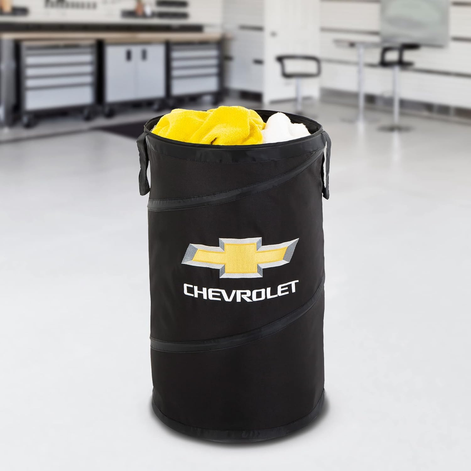 Pop-Up Spiral Laundry Hamper Bag Heavy Duty Polyester - Holds 2 Loads - 15 x 25 inch  - (Black) - Chevy