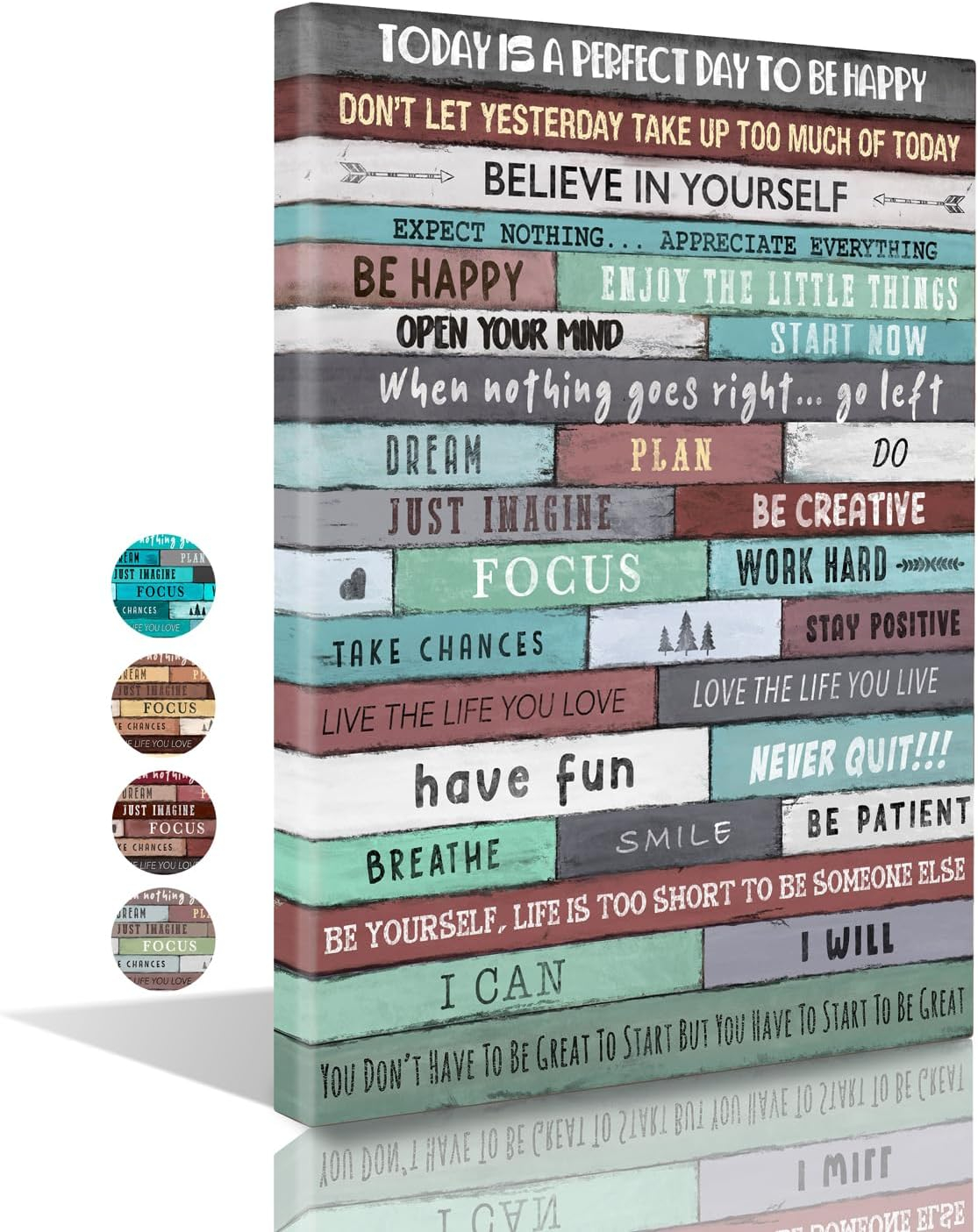 Istrion Inspirational Wall Art Framed Canvas 12 x 16 in (Turquoise) - Motivational Positive Quotes Rustic Wall Arts Decor for Home Office Bathroom Bedroom Kitchen Classroom Gym