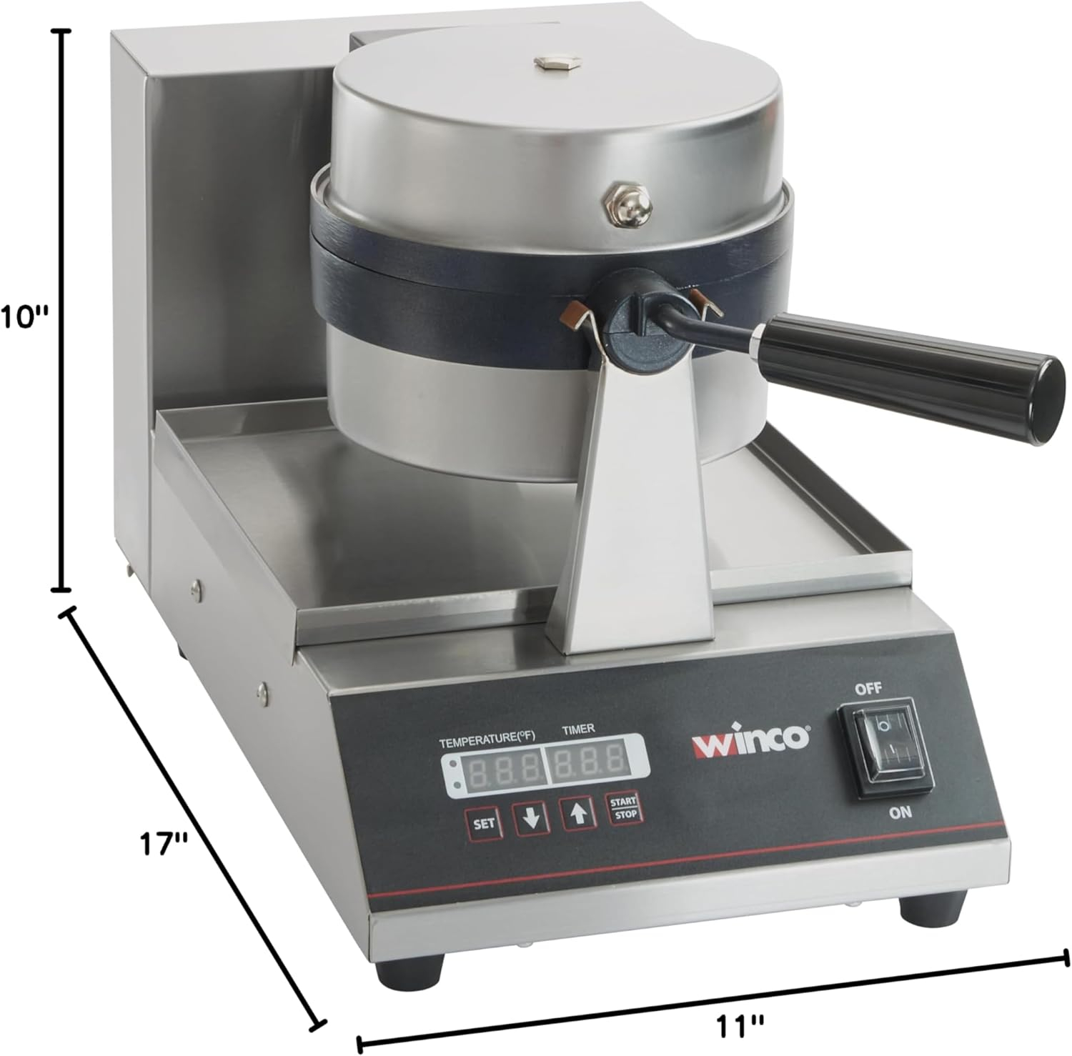 Commercial-Grade Stainless Steel Rotating Belgian Waffle Maker with Non-Stick Plates