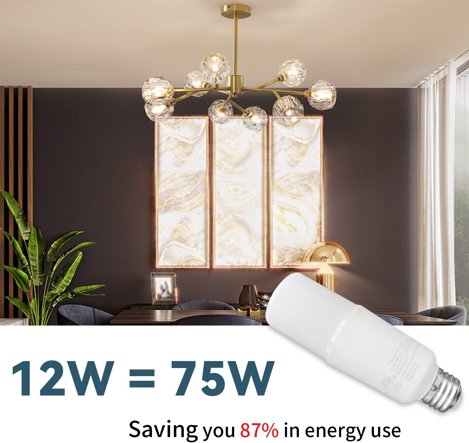 EP 75W Equivalent LED Bulb - 12W 1100 Lumens 5000K Daylight White Non-Dimmable E26 Medium Base - Bright Bulbs for Home, Bedroom, Office Lamp, 6 Pack