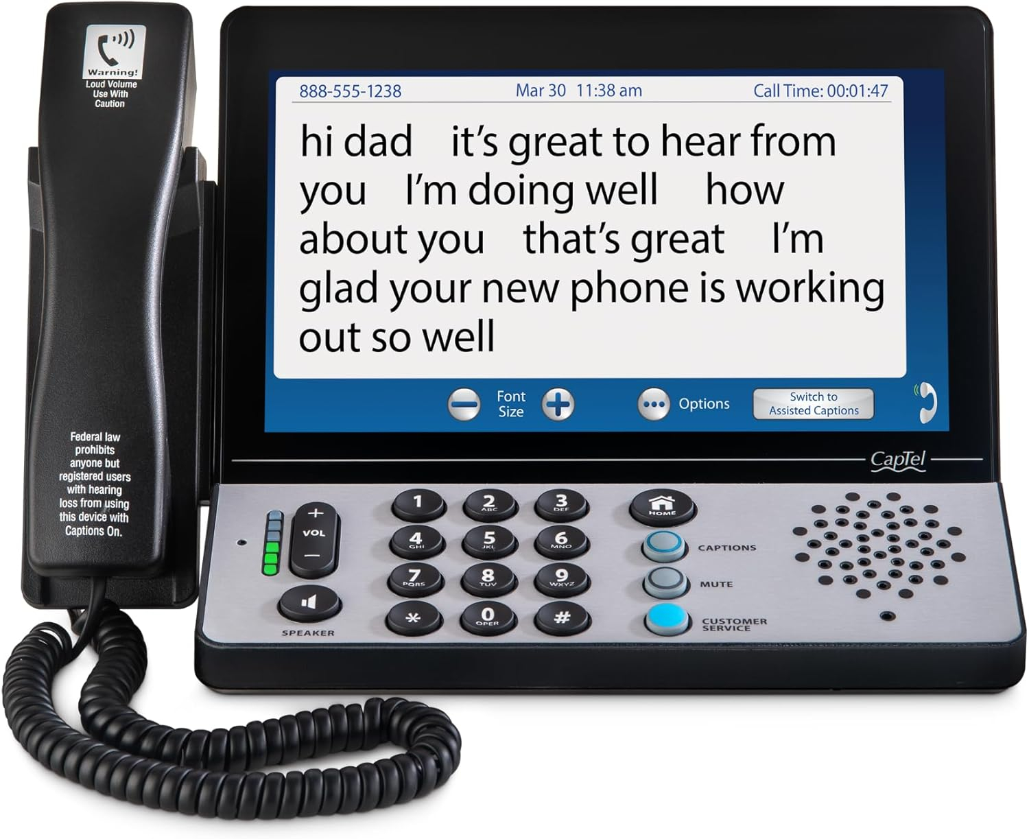 Hamilton CapTel 2400i Captioned Telephone Large Touch-Screen Captioned Telephone with 40dB Amplification