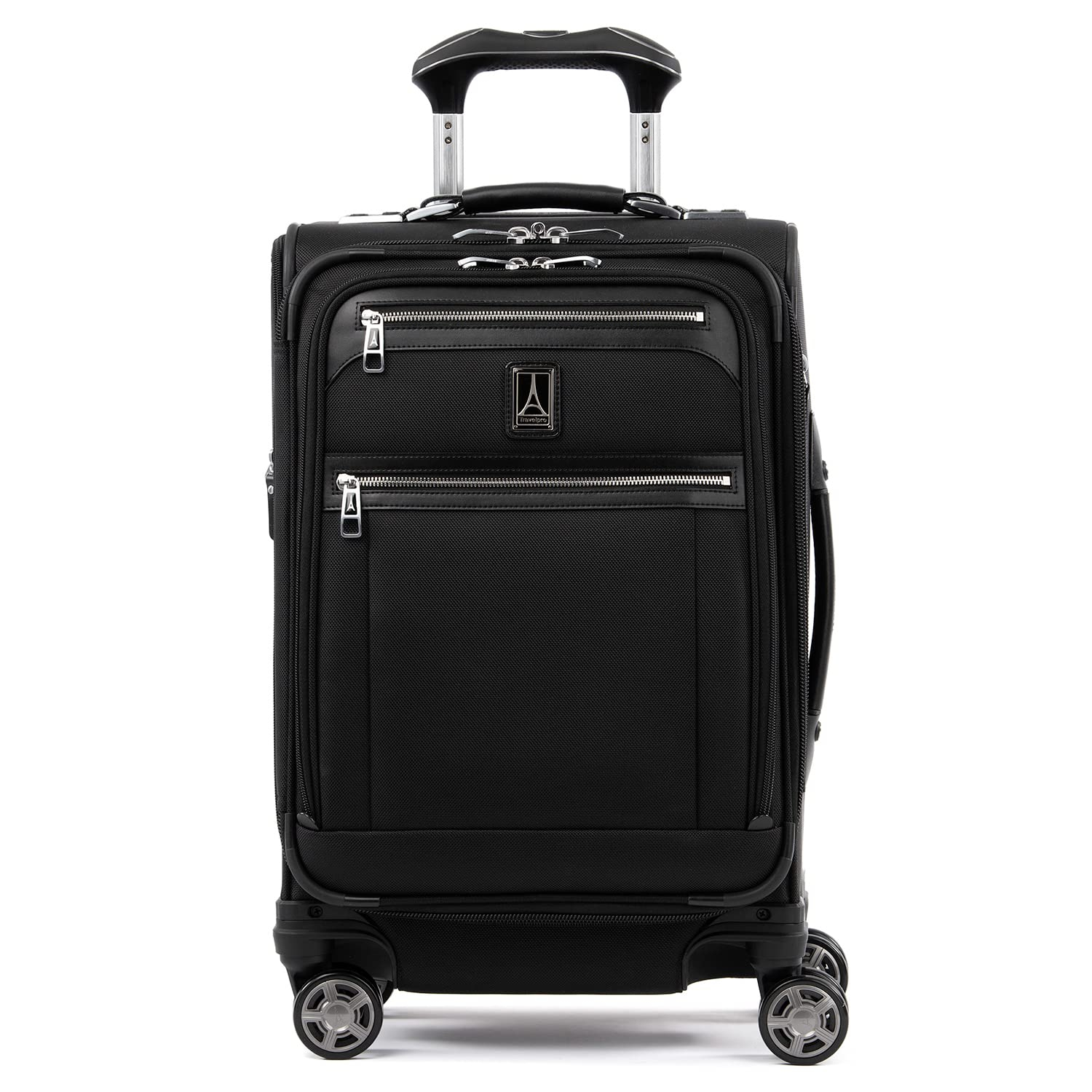 Travelpro Platinum Elite Softside Expandable Carry on Luggage, 8 Wheel Spinner Suitcase, USB Port, Laptop and Tablet Sleeves, Men and Women, Shadow Black, Carry On 20-Inch