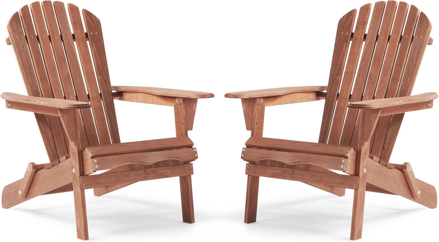 CLEARANCE! Wooden Outdoor Folding Adirondack Chair Set of 2 Wood Lounge Patio Chair for Garden,Garden, Lawn, Backyard, Deck, Pool Side, Fire Pit,Half Assembled,